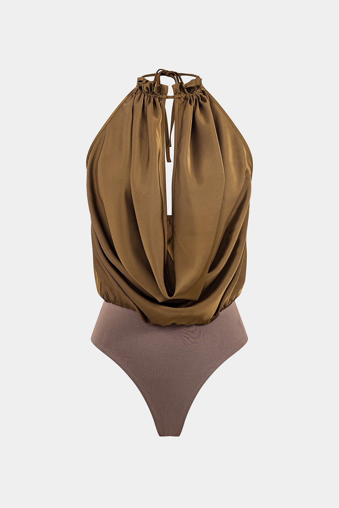Satin Backless Tie-Up Sleeveless Bodysuit