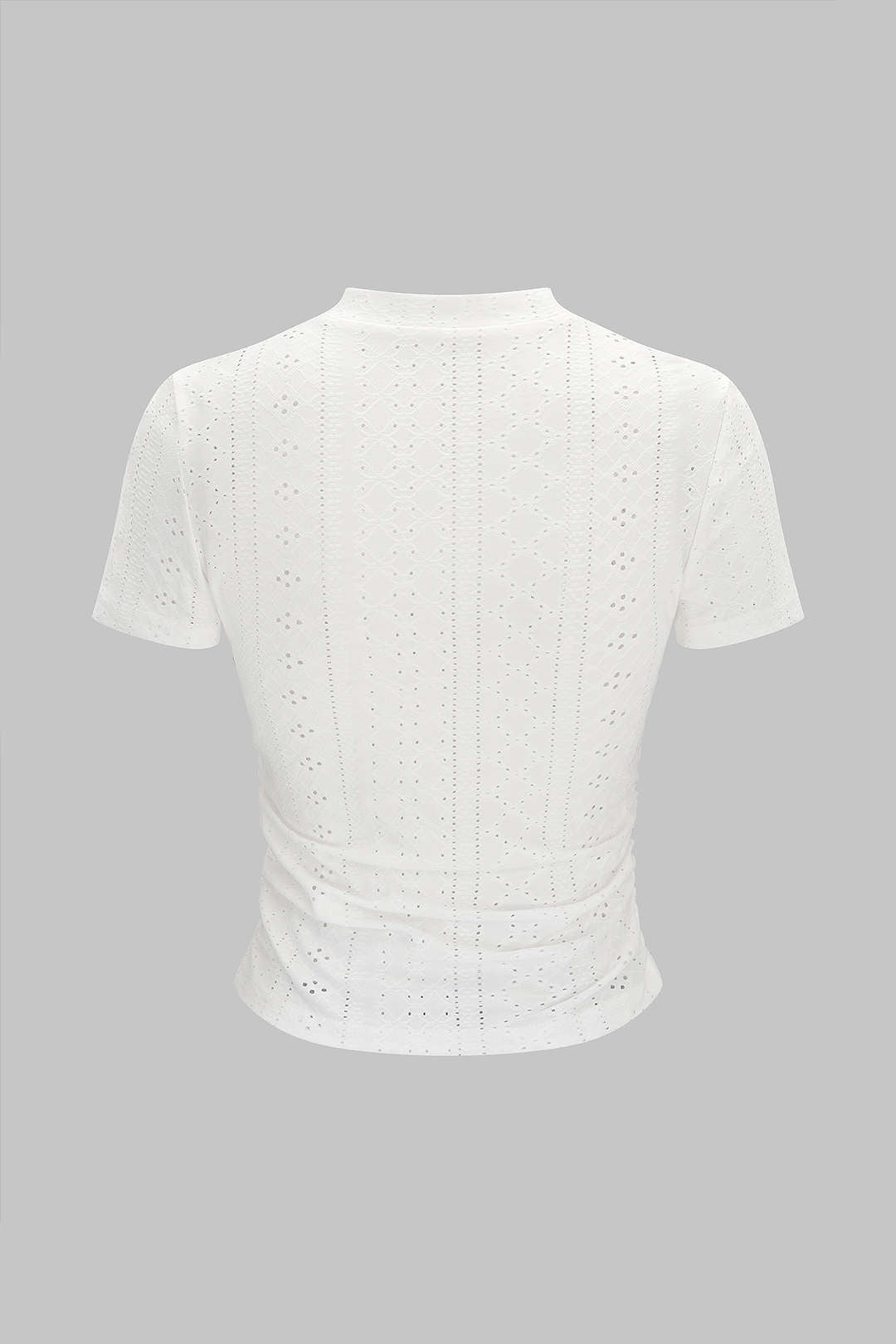T-shirt col rond ajouré à manches courtes