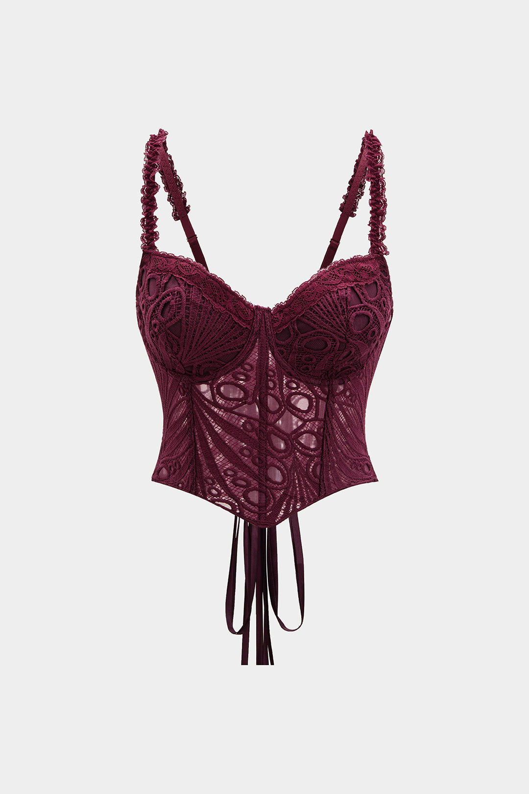 Lace Trim Bustier Corset Tie-Back Cami Top