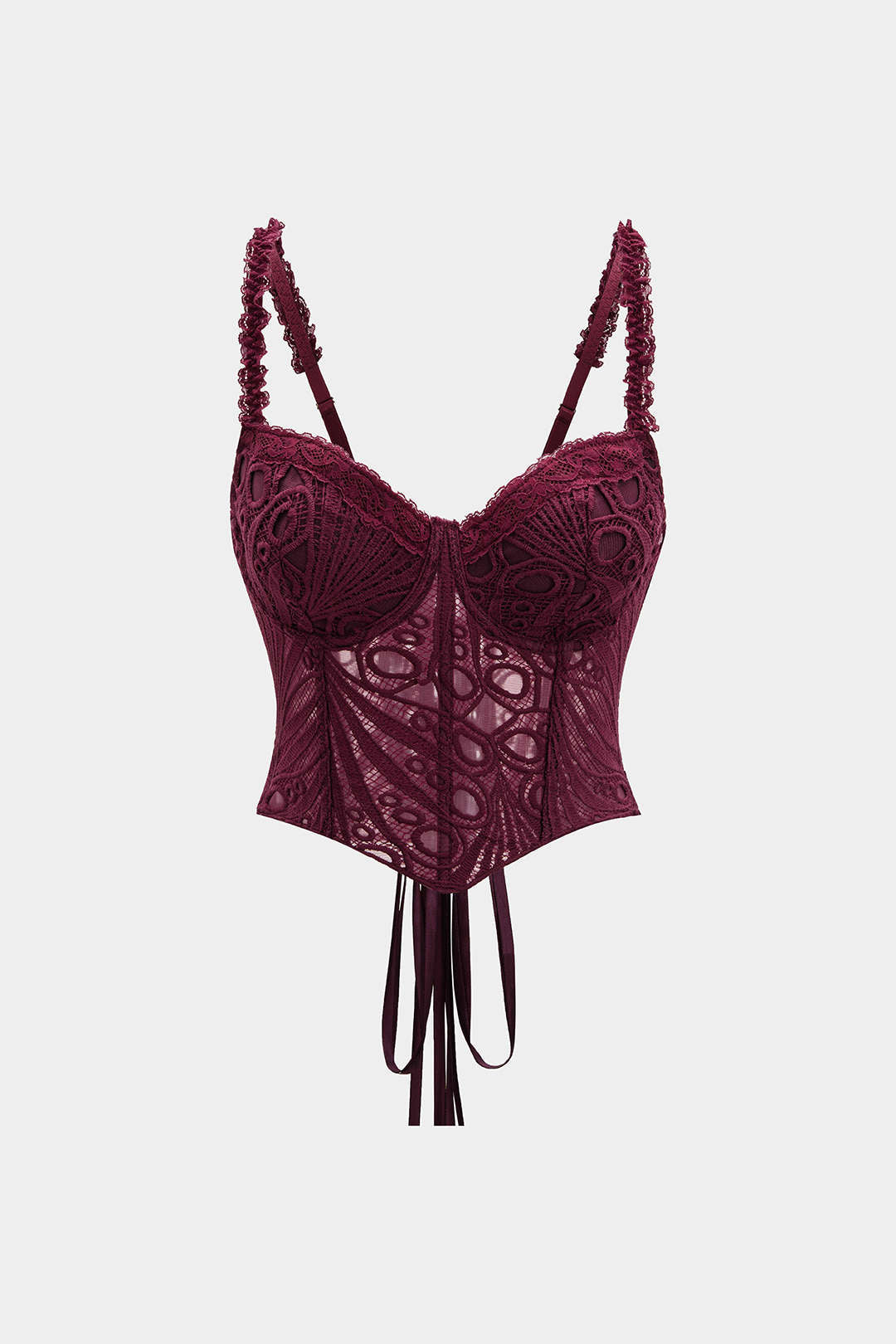 Haut caraco à lacets avec corset et bordure en dentelle