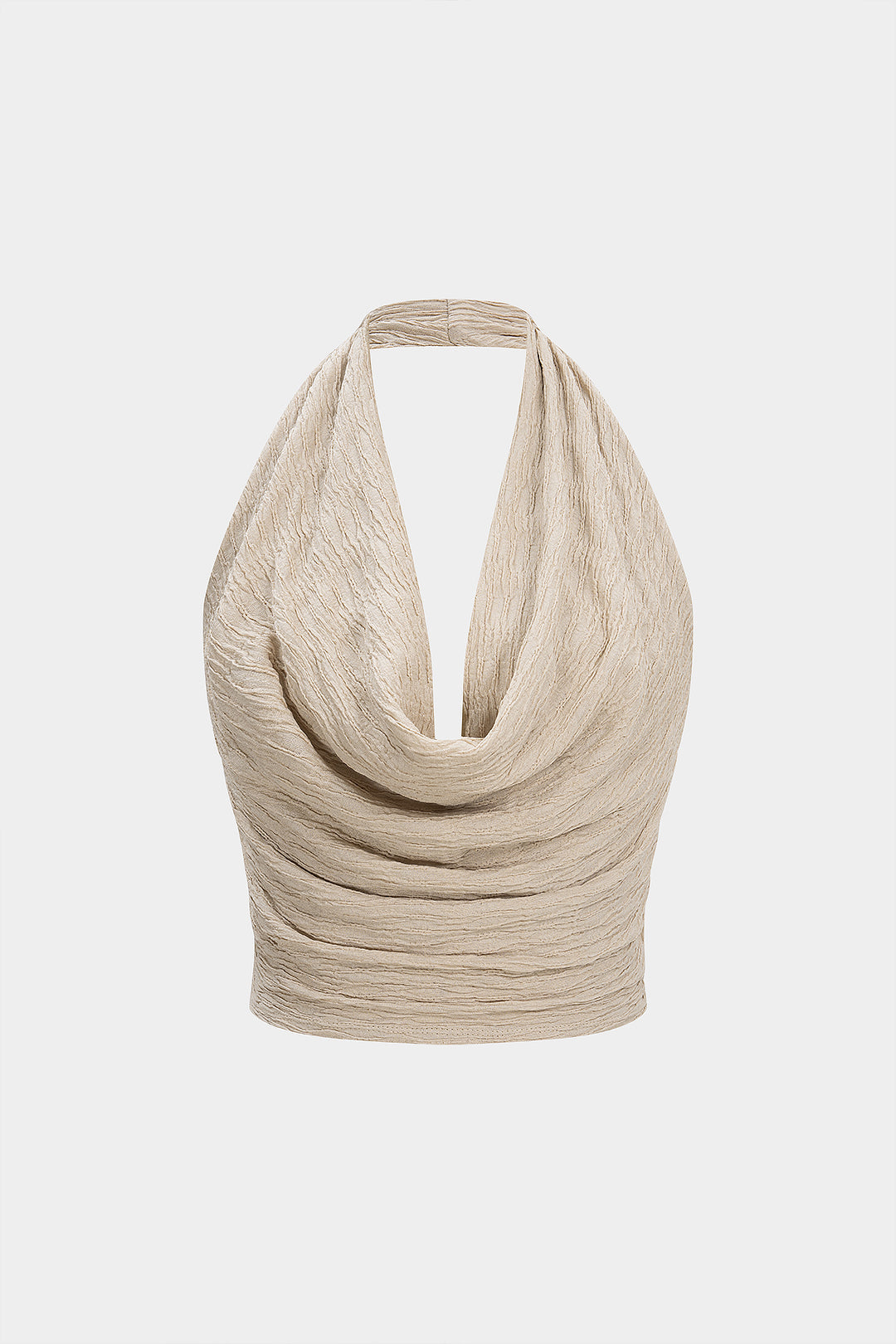 Halter Draped Cowl Neck Backless Ruched Cami Top