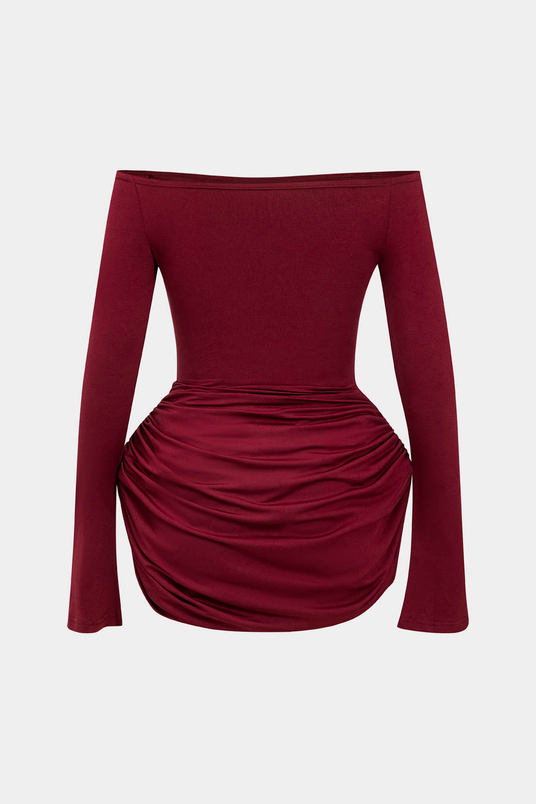 Mini-robe froncée à épaules dénudées