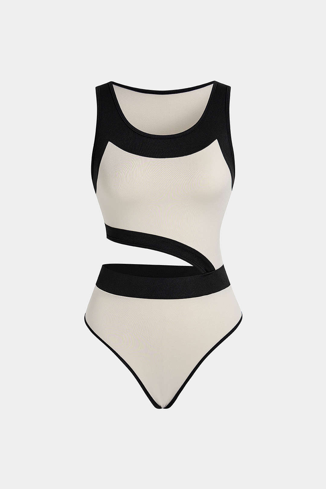 Patchwork Tank Cut-Out Ärmelloser Bodysuit