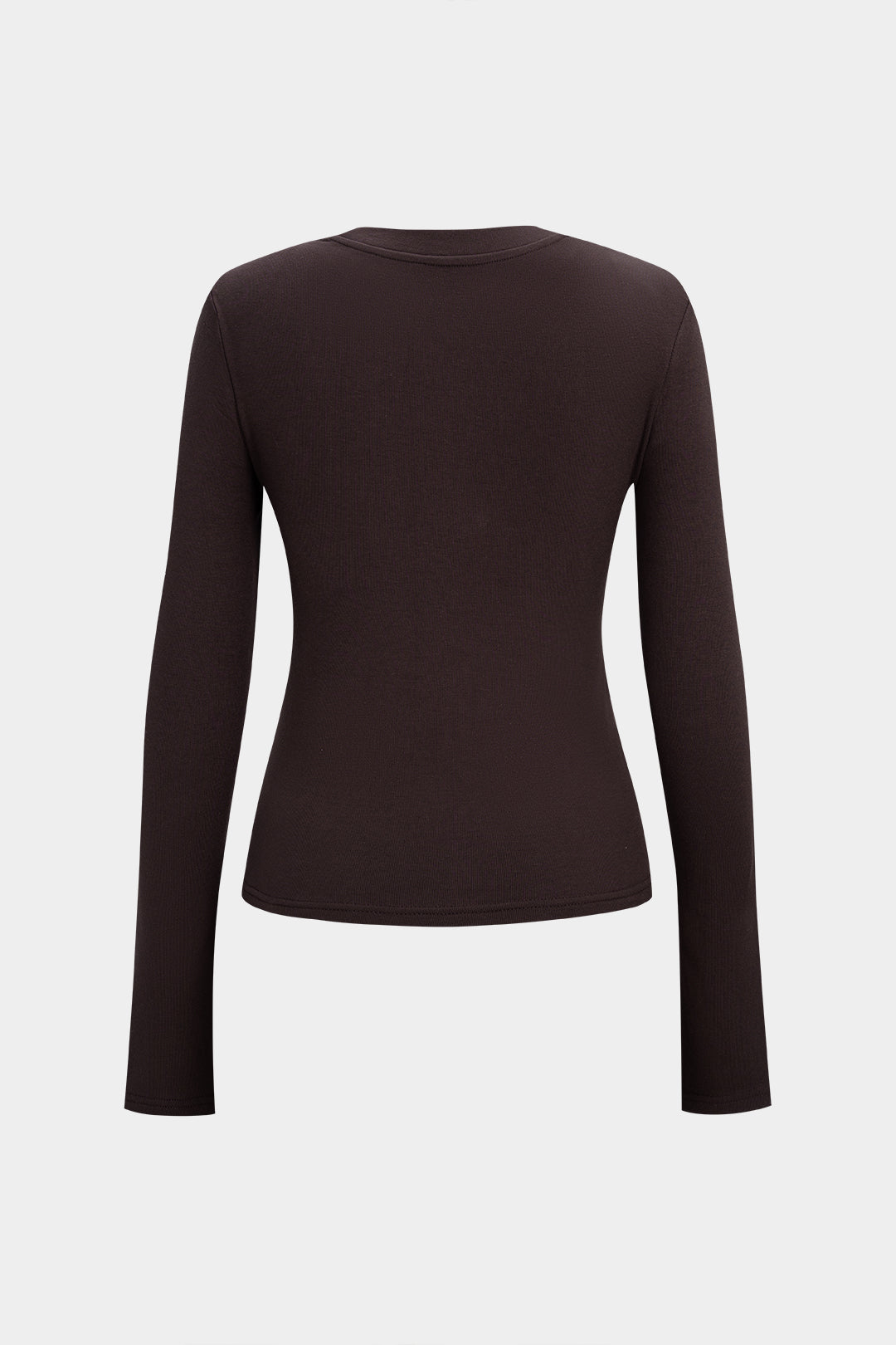 Round Neck Button Asymmetrical Long-Sleeve Top