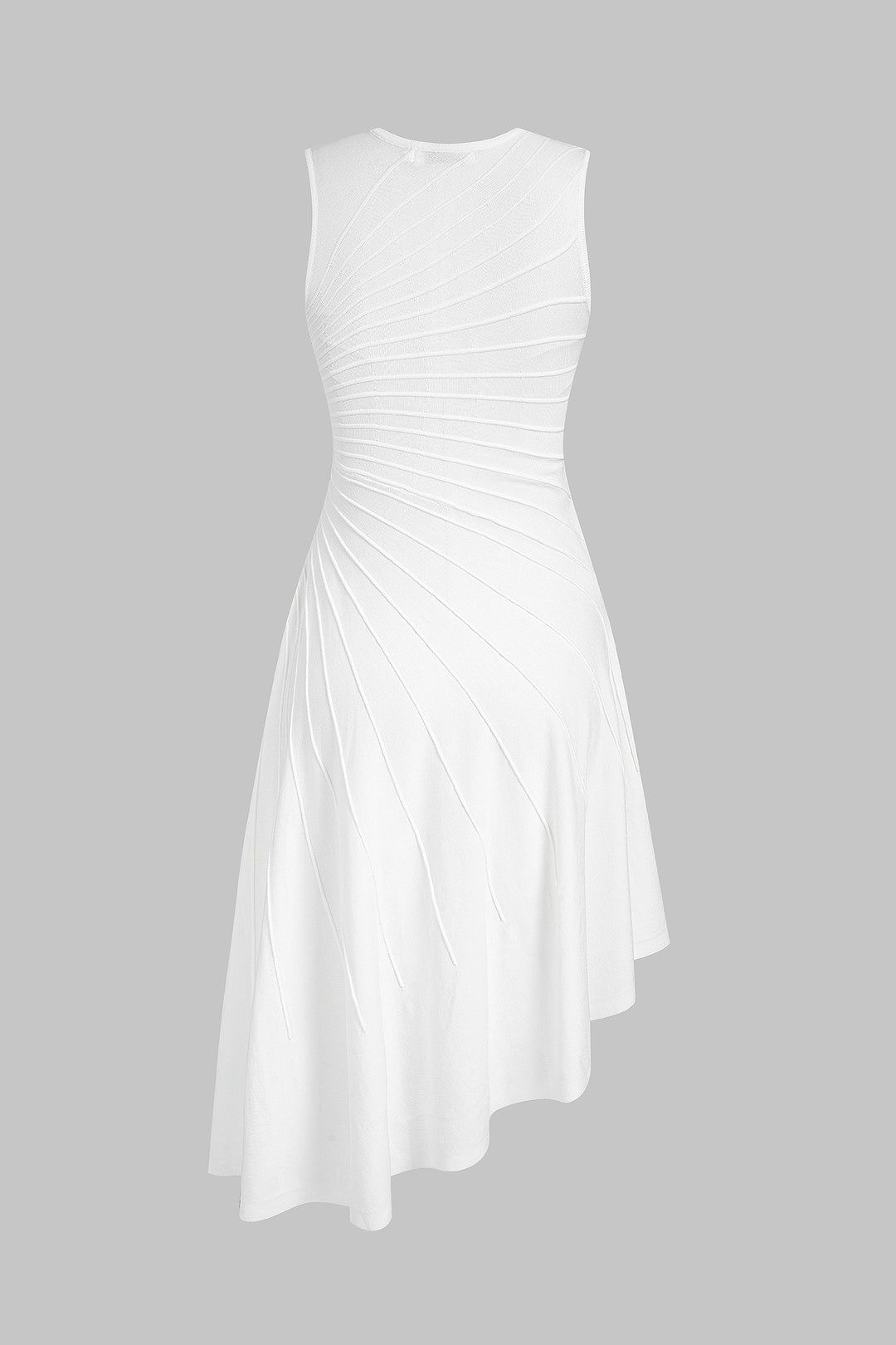 Robe midi sans manches asymétrique à col rond en maille