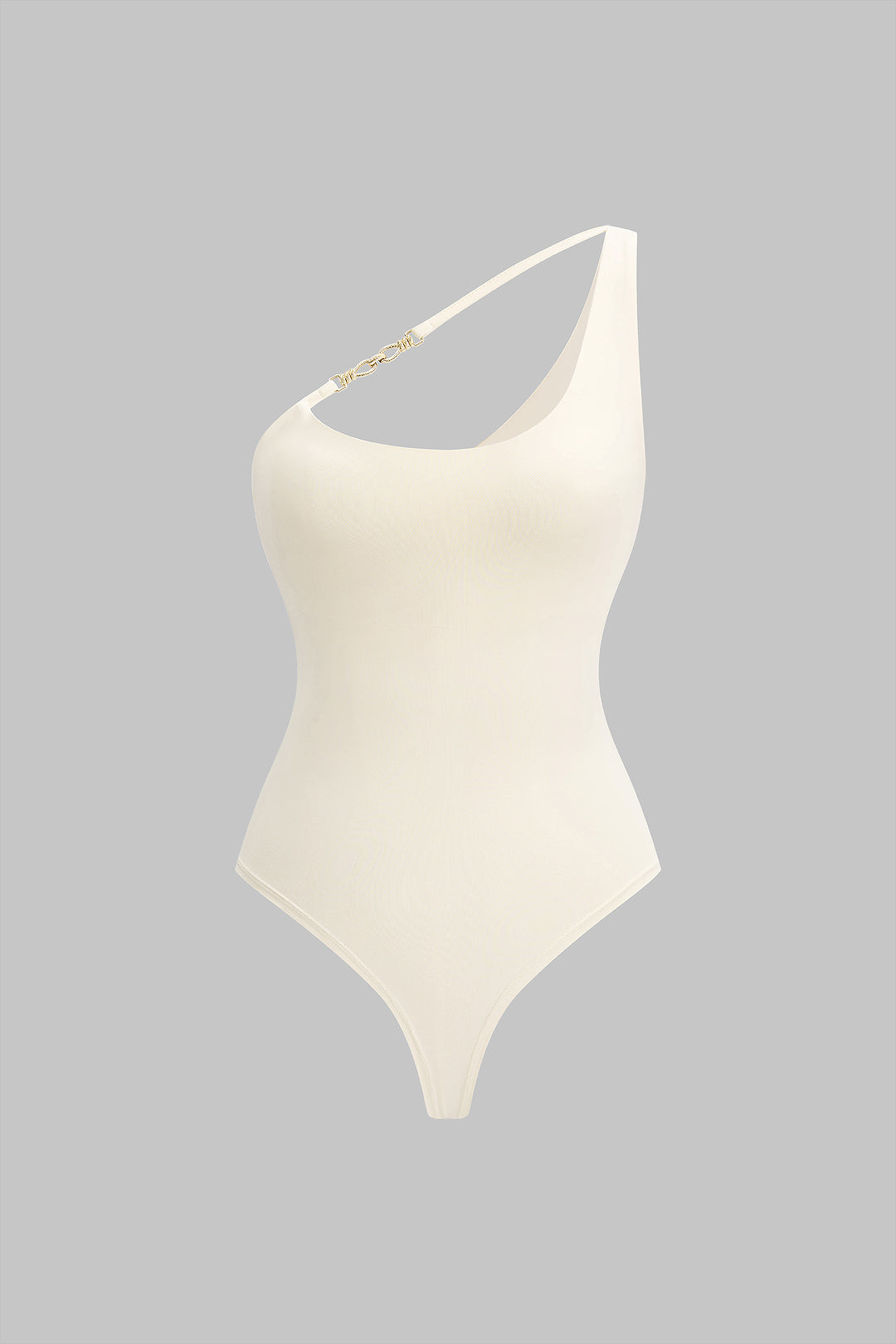 Ärmelloser Metallic-Body mit asymmetrischem Ein-Schulter-Träger