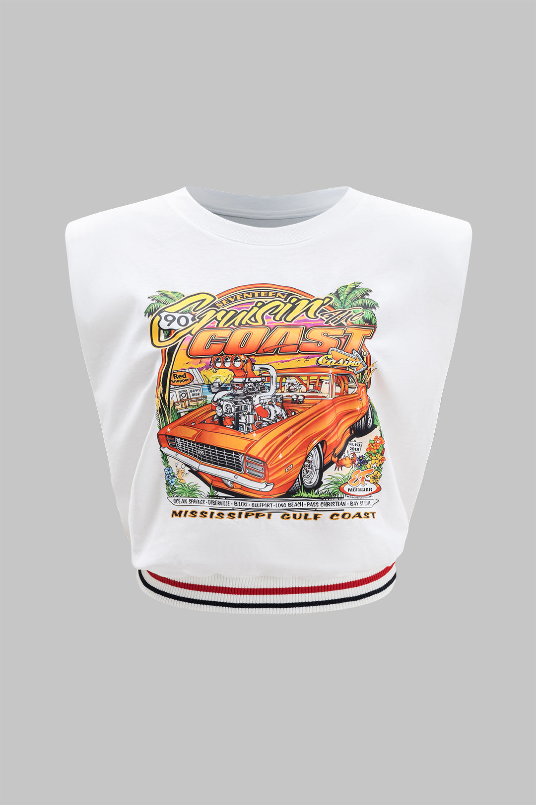 T-shirt sans manches à col rond imprimé voiture