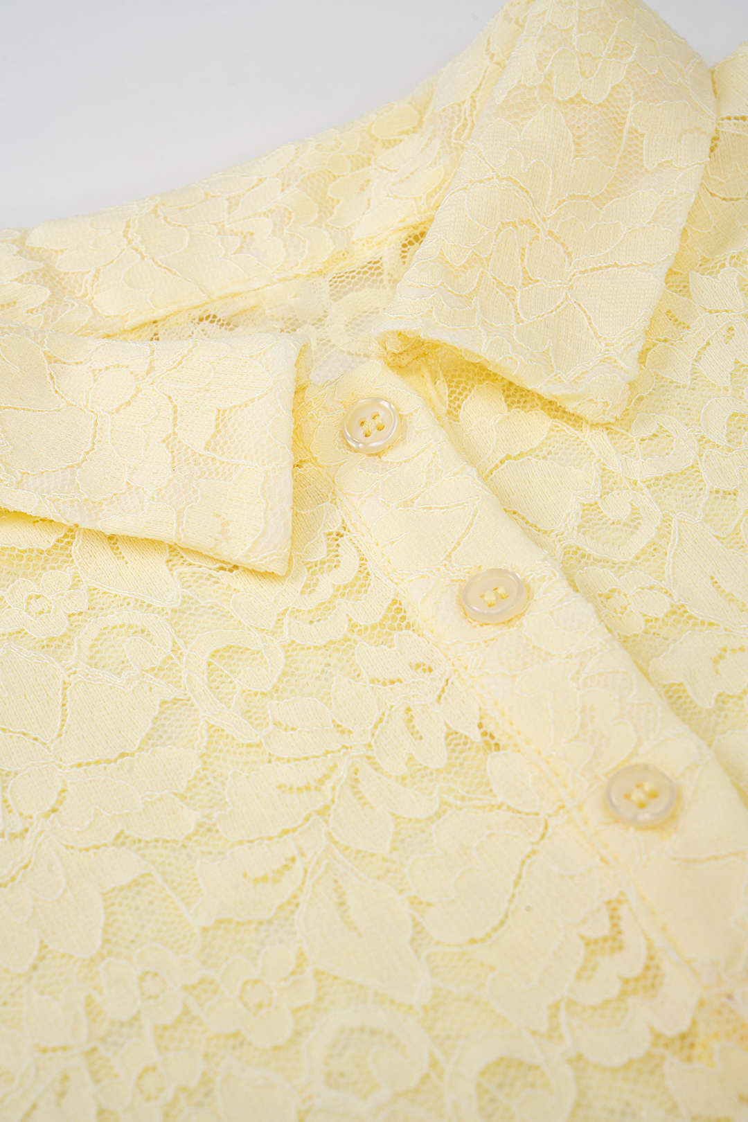 Knit Patchwork Floral Lace Polo Collar Short-Sleeve Top