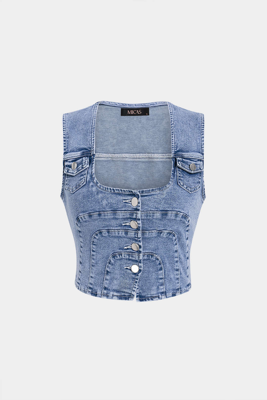 Kurze Jeans-Knopfleistenweste