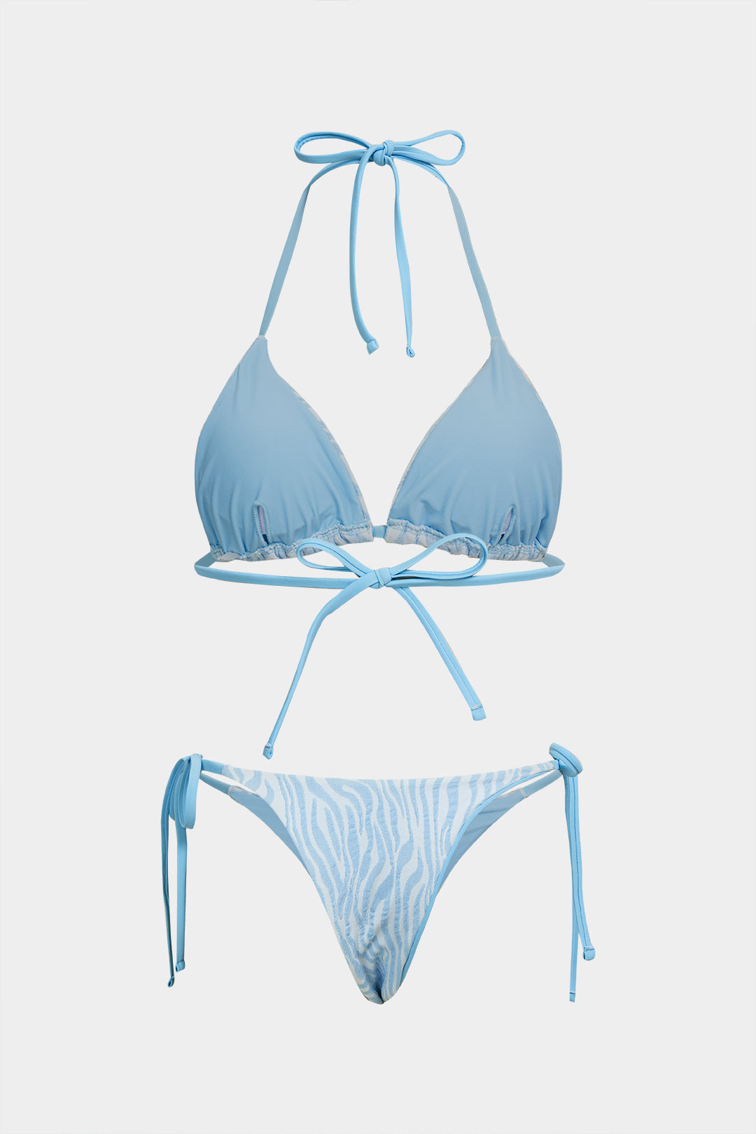 Bikini-Set mit Streifenmuster und Bindedetail