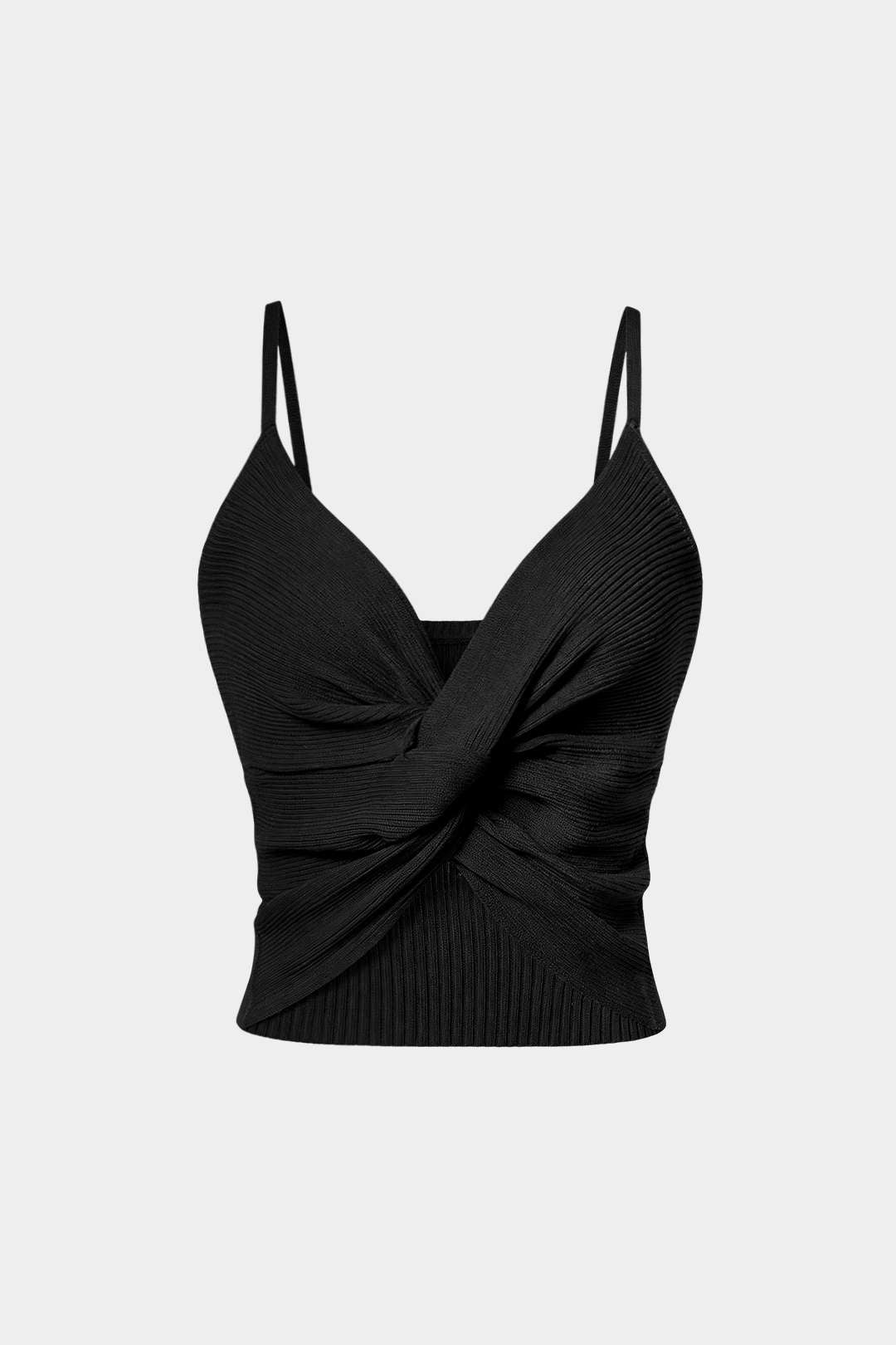 Knit V-Neck Twist Knot Cami Top