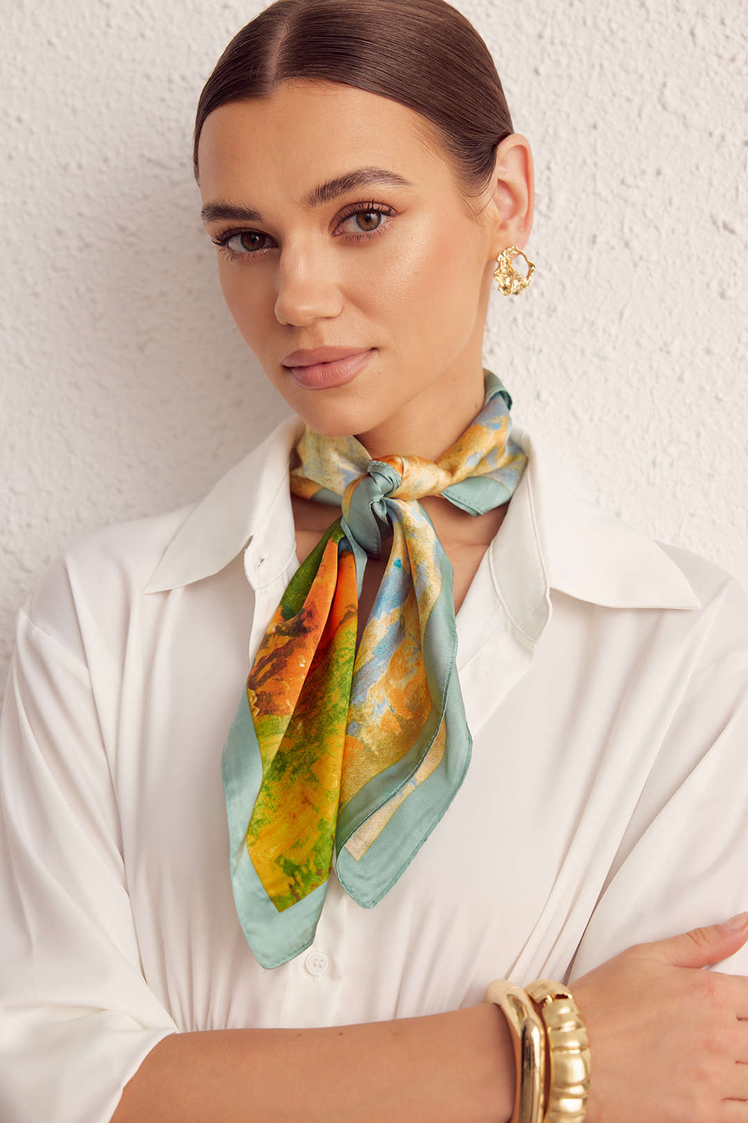 Abstract Print Satin Scarf