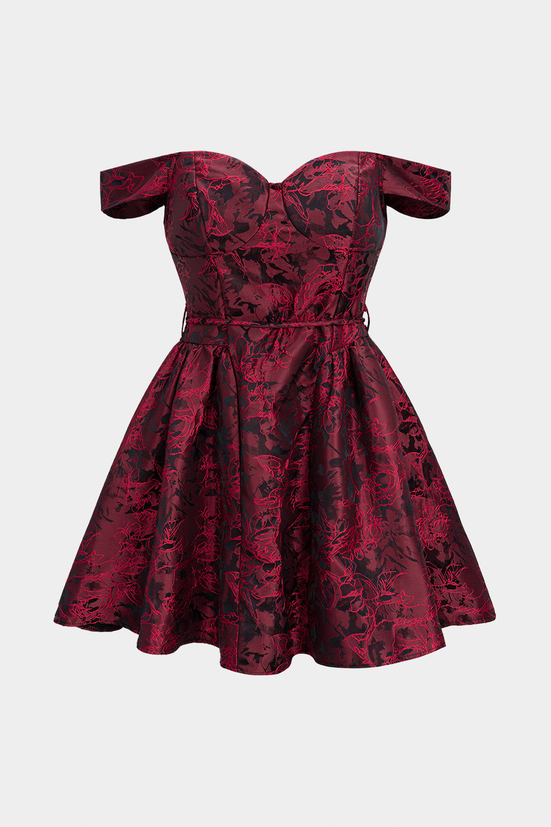 Blumenmuster Jacquard Carmen rückenfreies ärmelloses Minikleid