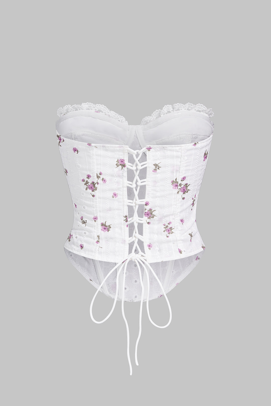 Korsettoberteil mit Blumenmuster, Spitze und Cut-Outs