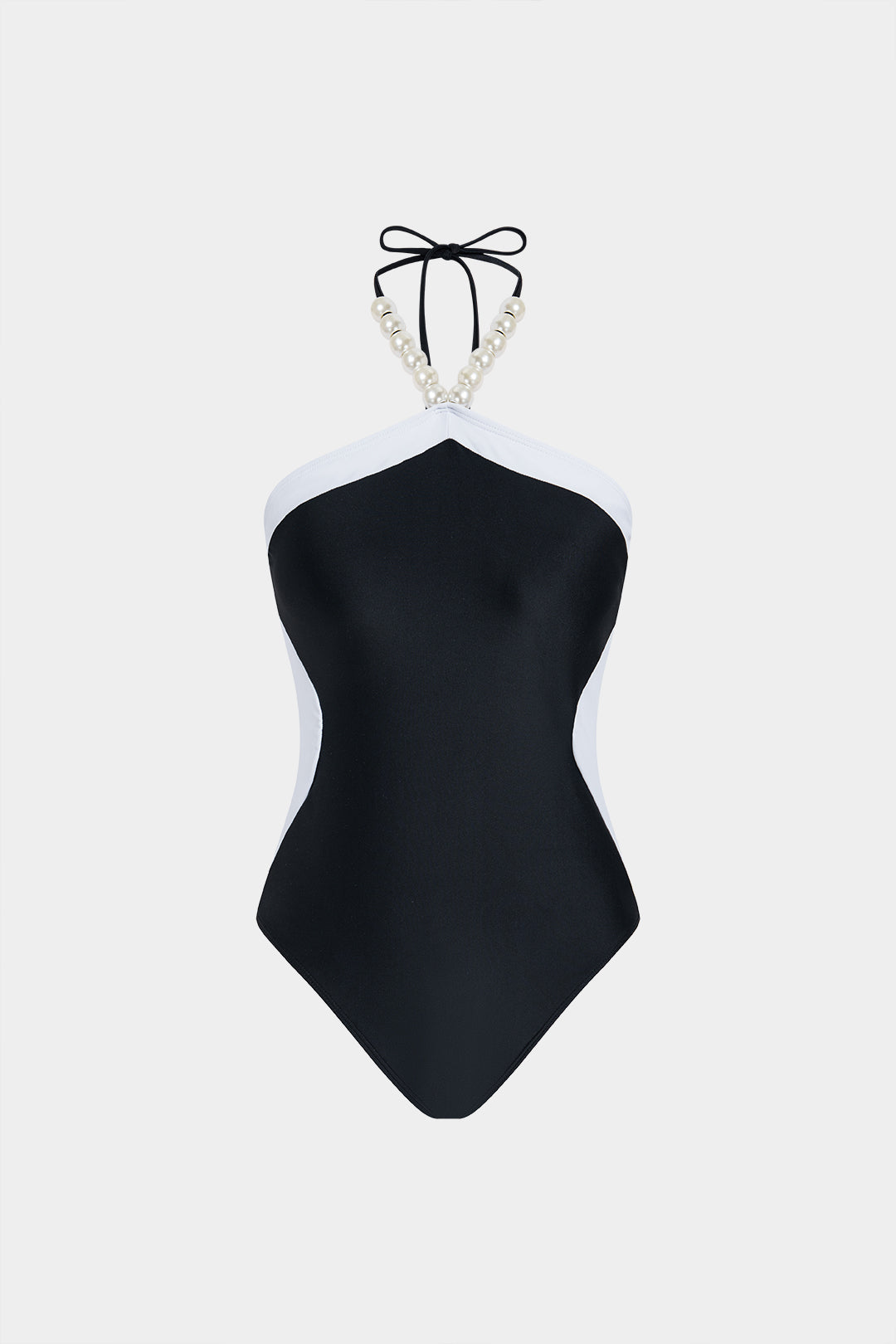 Badeanzug mit Perlen und Neckholder