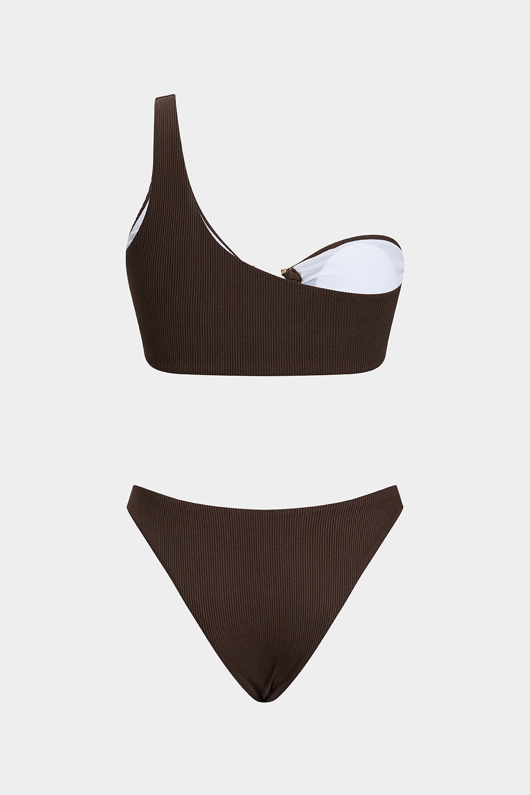 Solid One-Shoulder Bikini Set