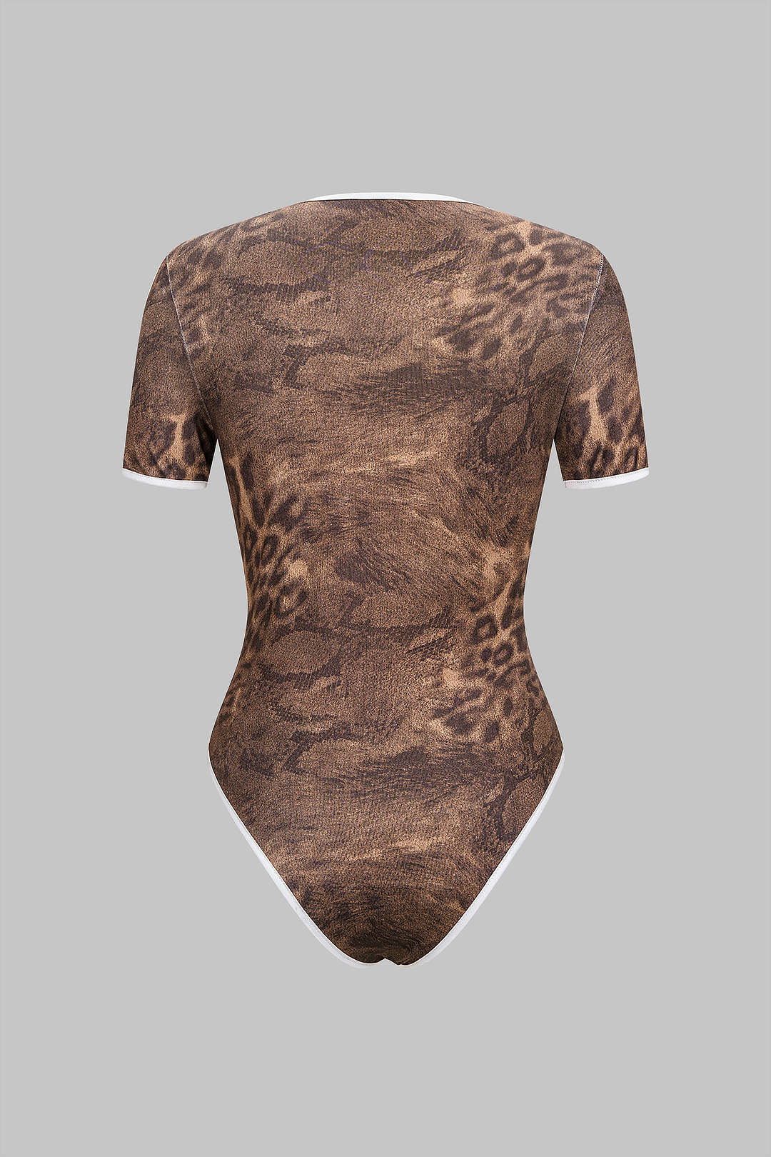 Leopard-Streifen-Druck Rundhals Kurzarm Body