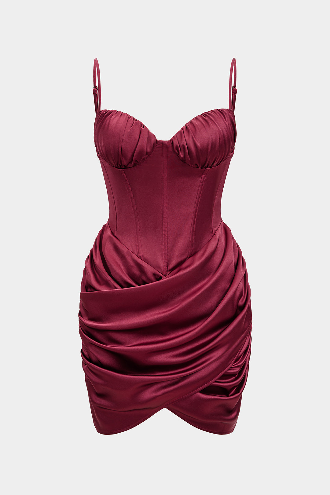 Satin Ruched Sleeveless Midi Dress