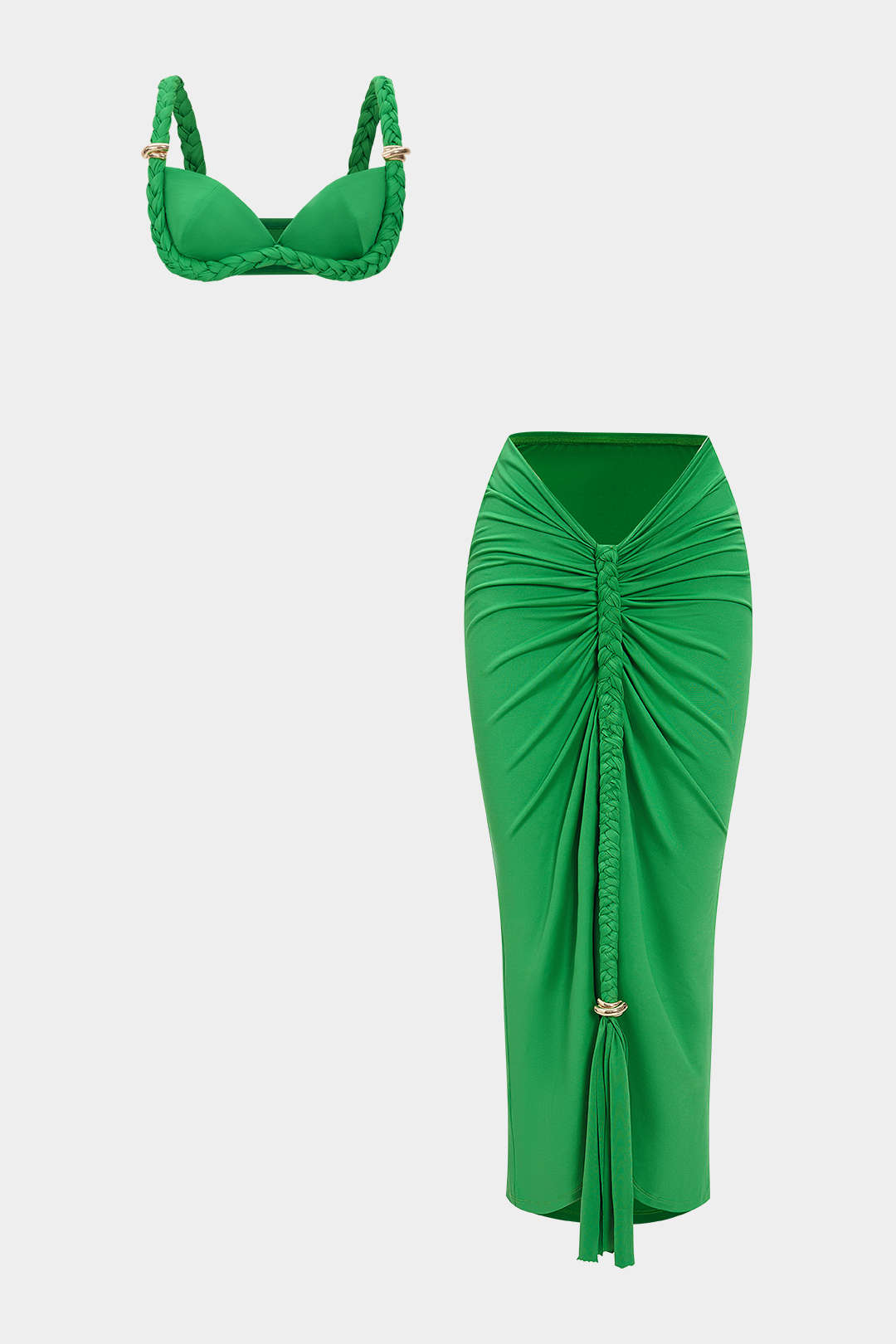 Metallic Decor Braided Ruched Skirt