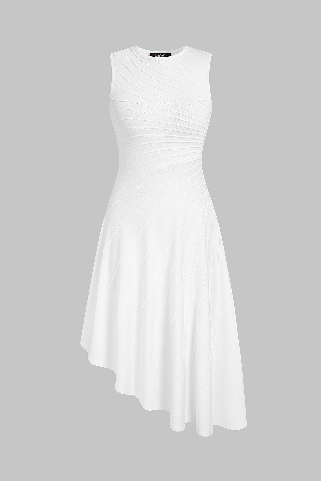 Robe midi sans manches asymétrique à col rond en maille
