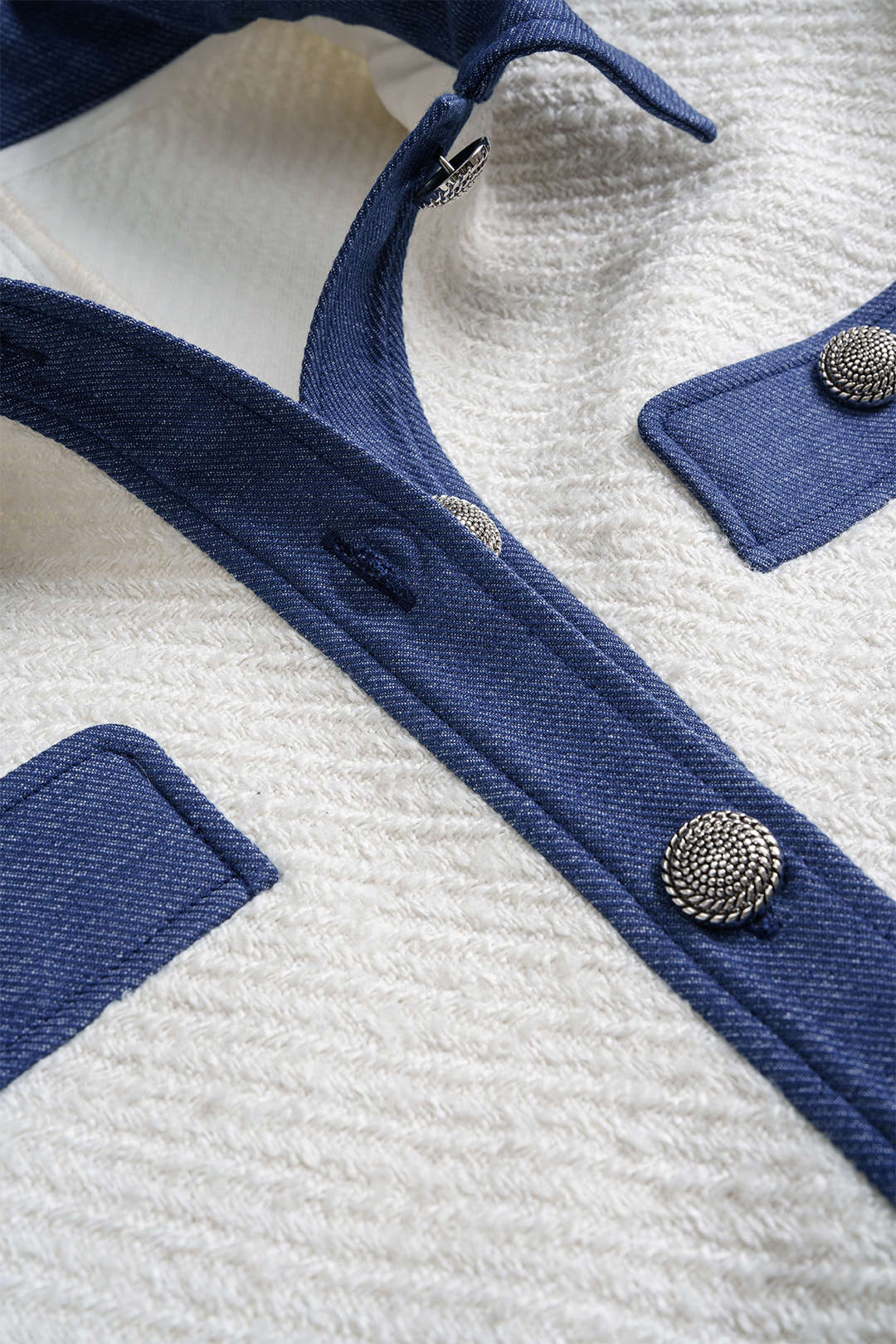 Blazer en jean patchwork boutonné