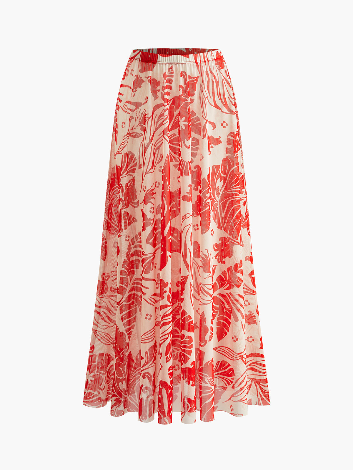Mesh Printed Cover-Up Skirt
