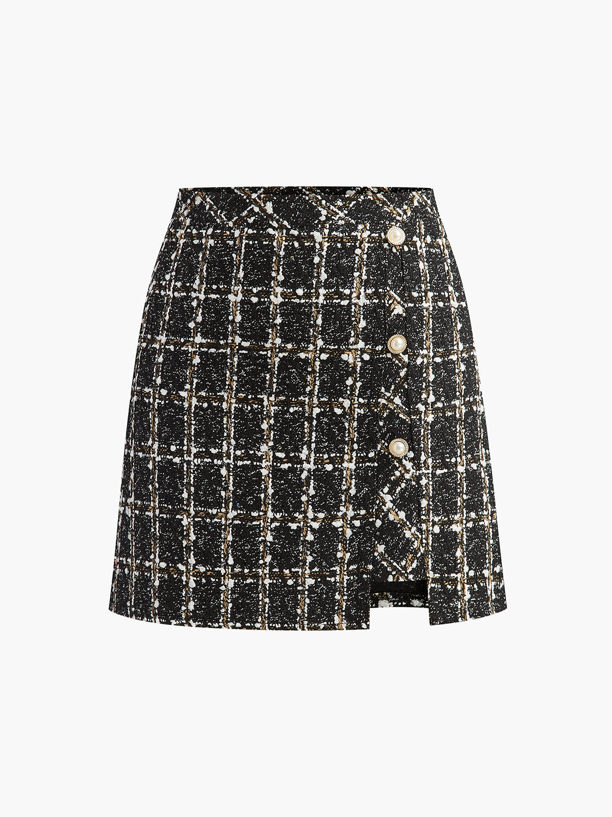 Mid-Waist Checked Mini Skirt
