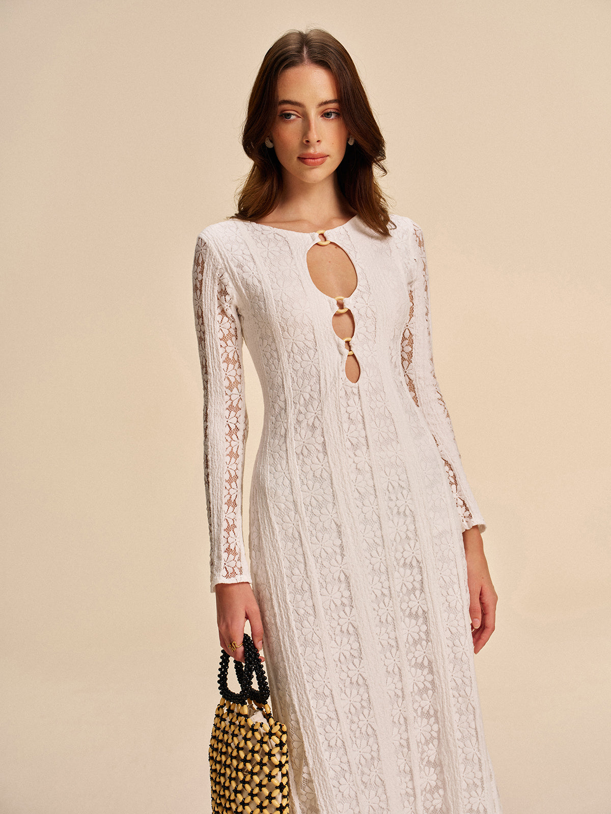 Cutout Detail Lace Dress