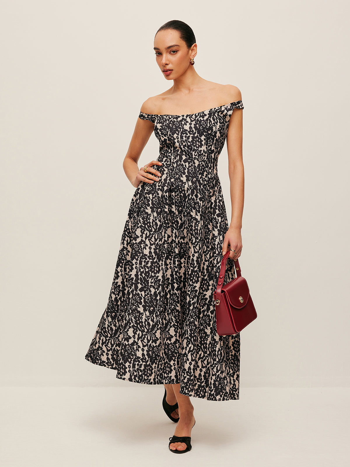 Off-Shoulder Floral Print Dress