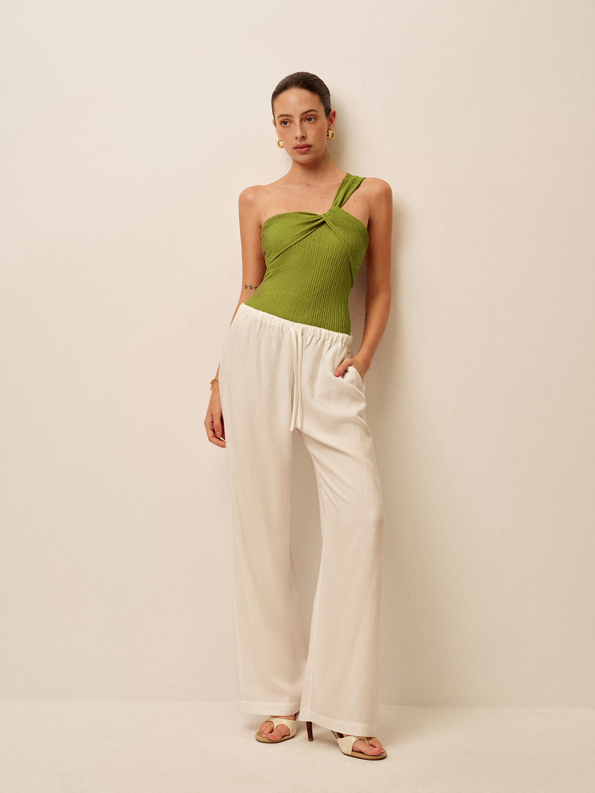 Ruched Twist One-Shoulder Swimsuit