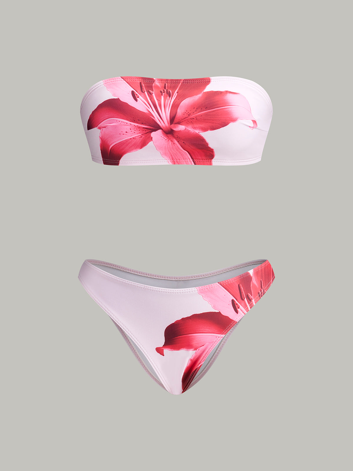 Floral Print Bandeau Bikini With Cover-Up Skirt