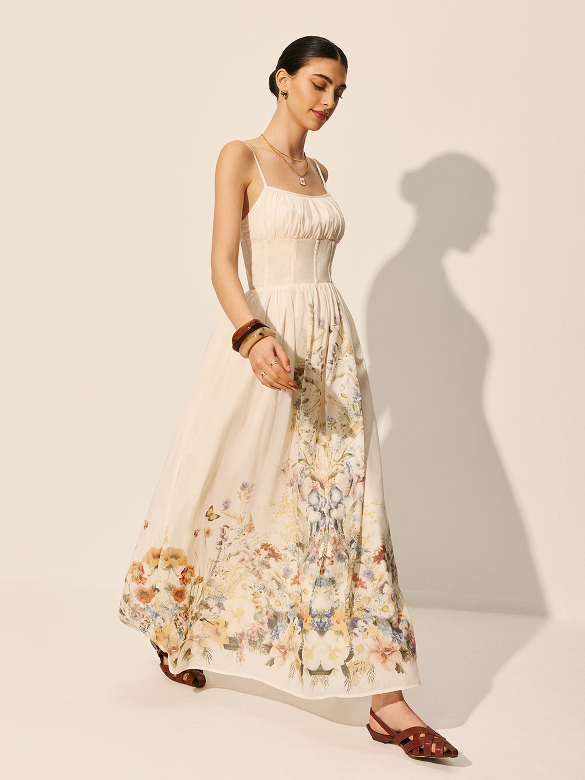 Square Neck Floral Print Dress