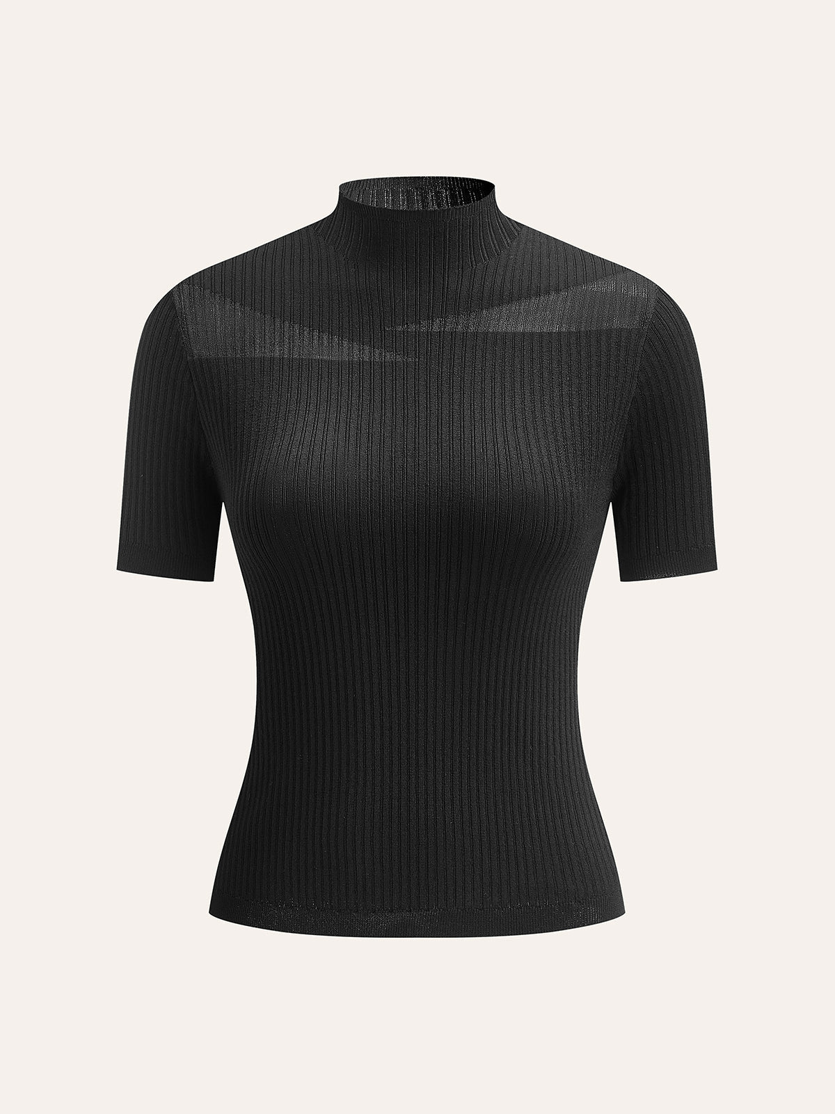 Semi-Sheer Ribbed Knit Top