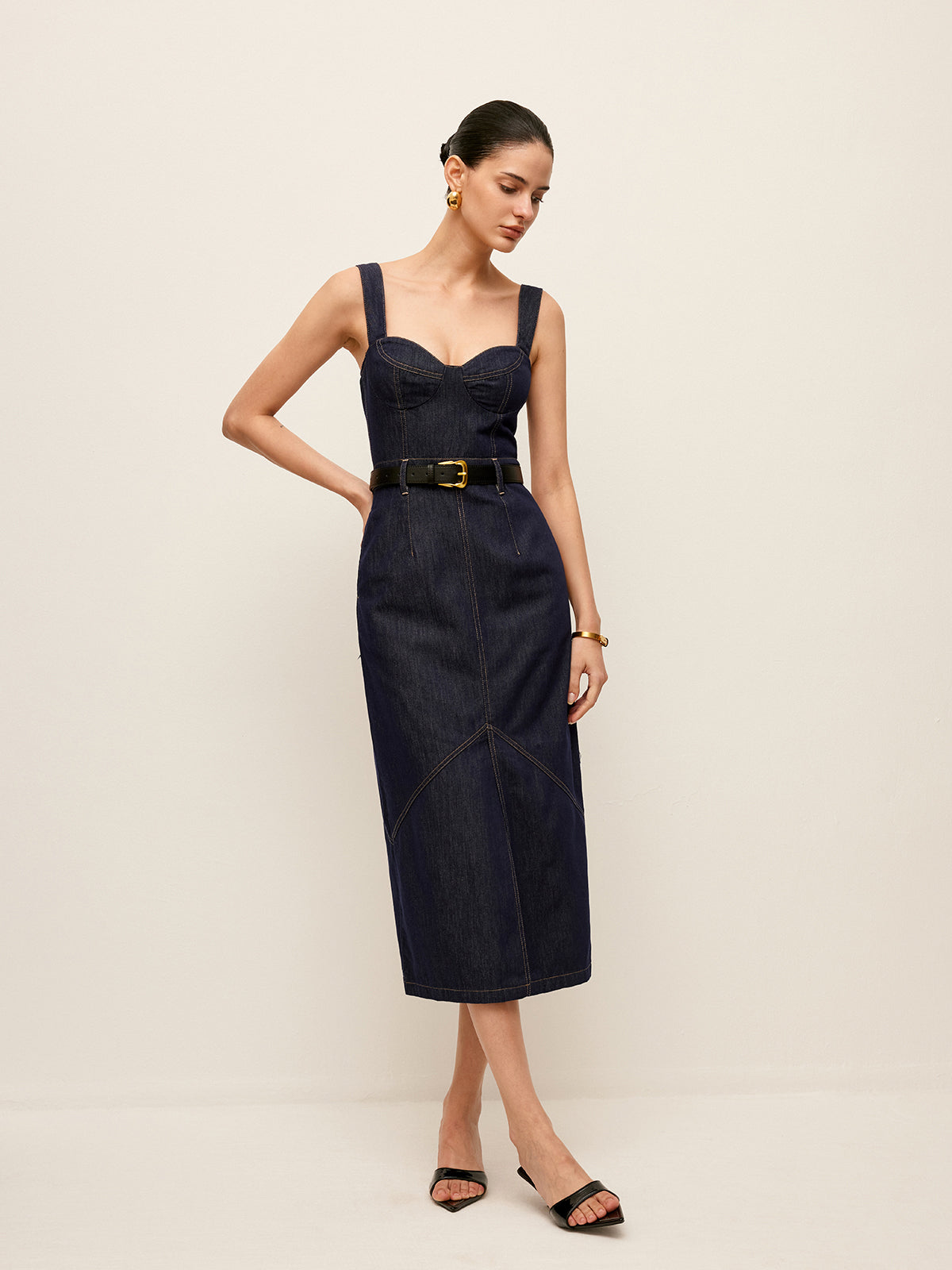 Sweetheart Denim Dress Without Belt