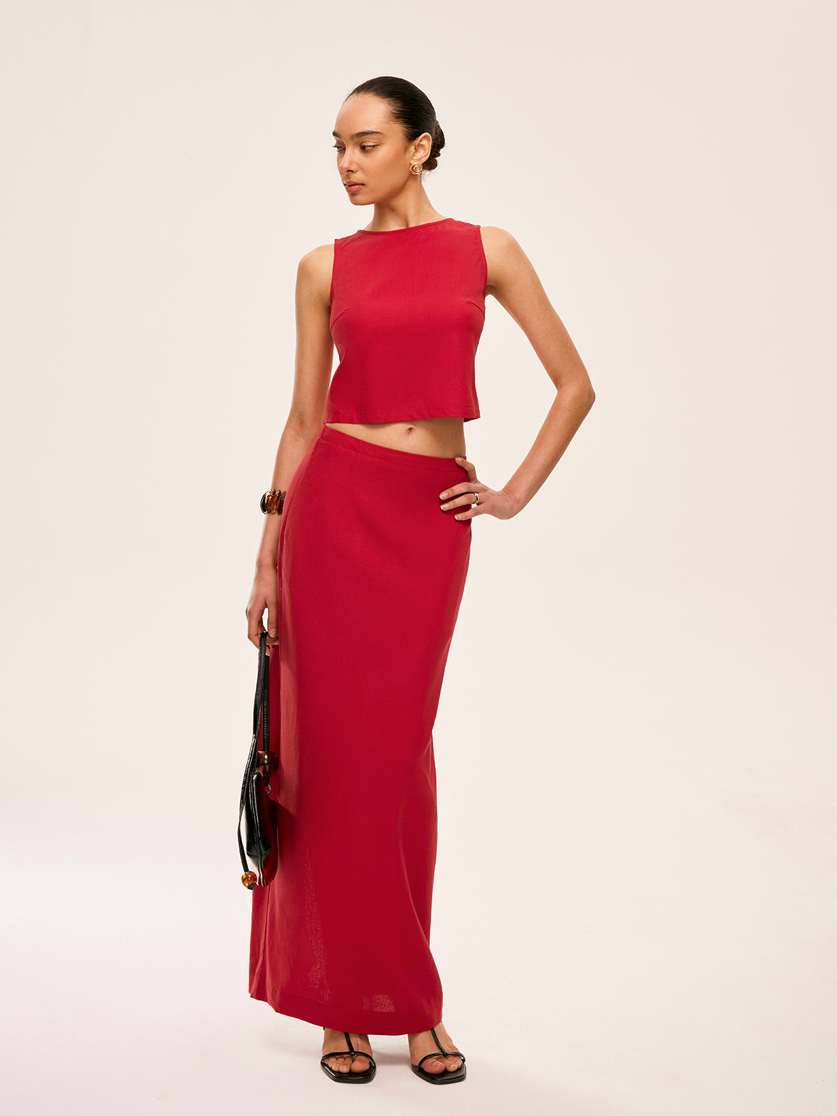 Cotton & Linen Tie-Back Skirt Set