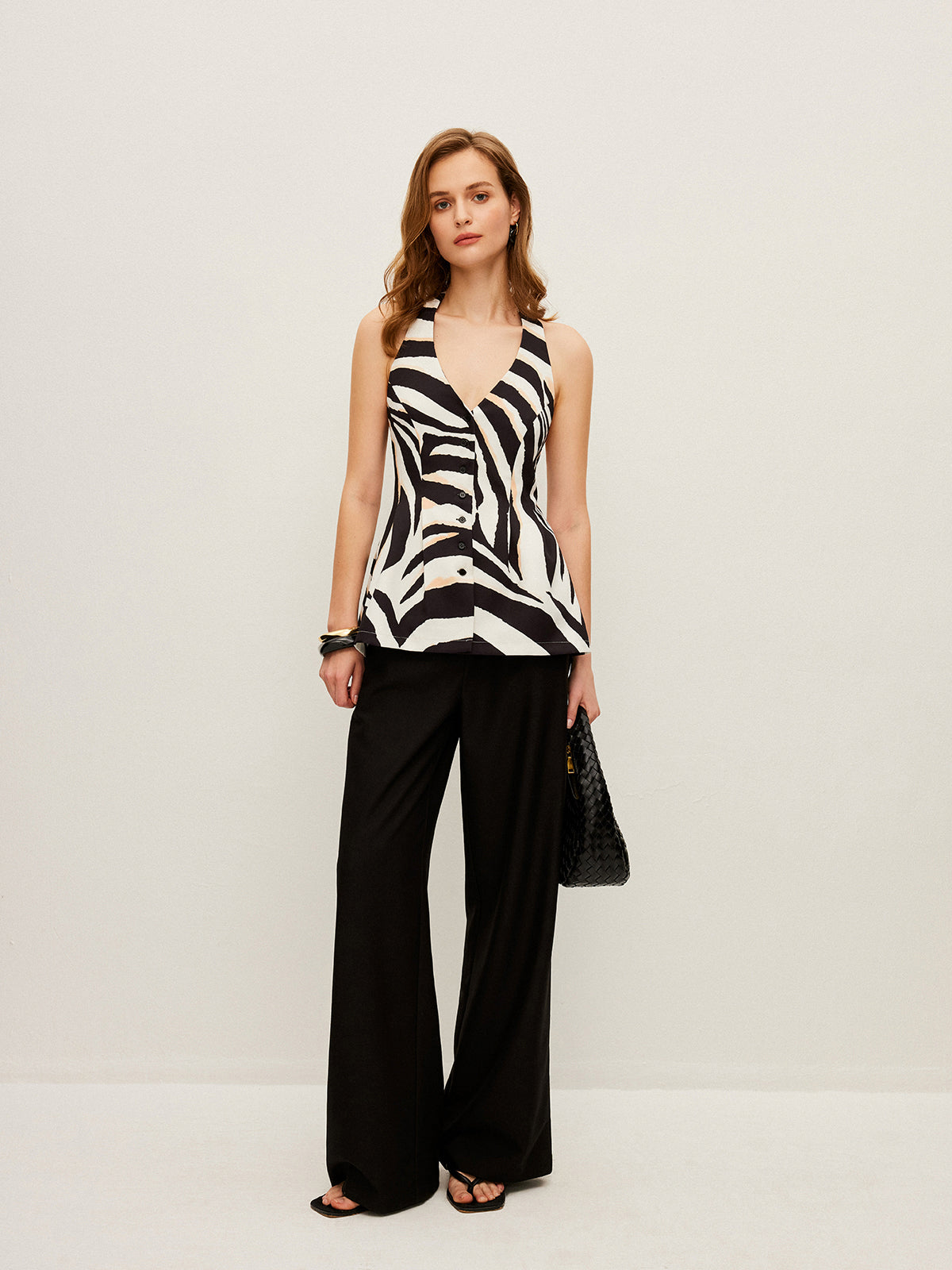 Zebra Print Halter Top