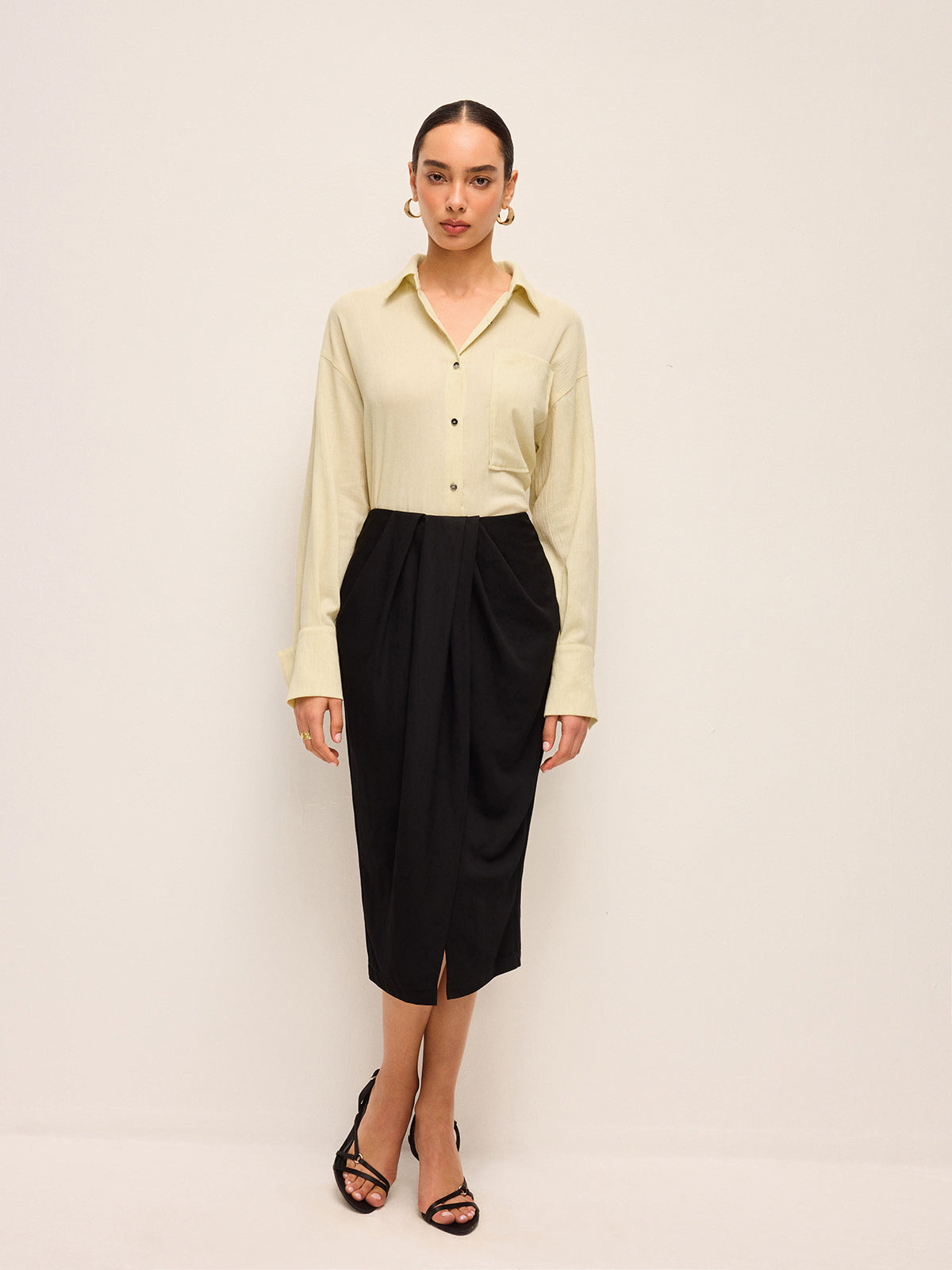 Draped Front Split Skirt