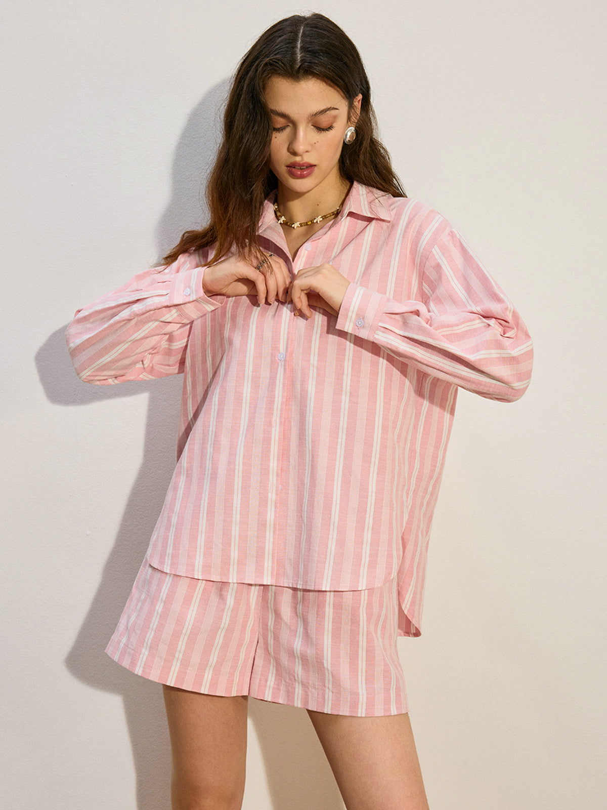 Oversized Striped Shorts Set