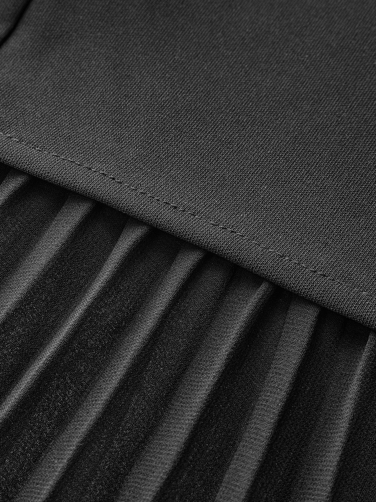 Pleated Mesh Hem Midi Skirt