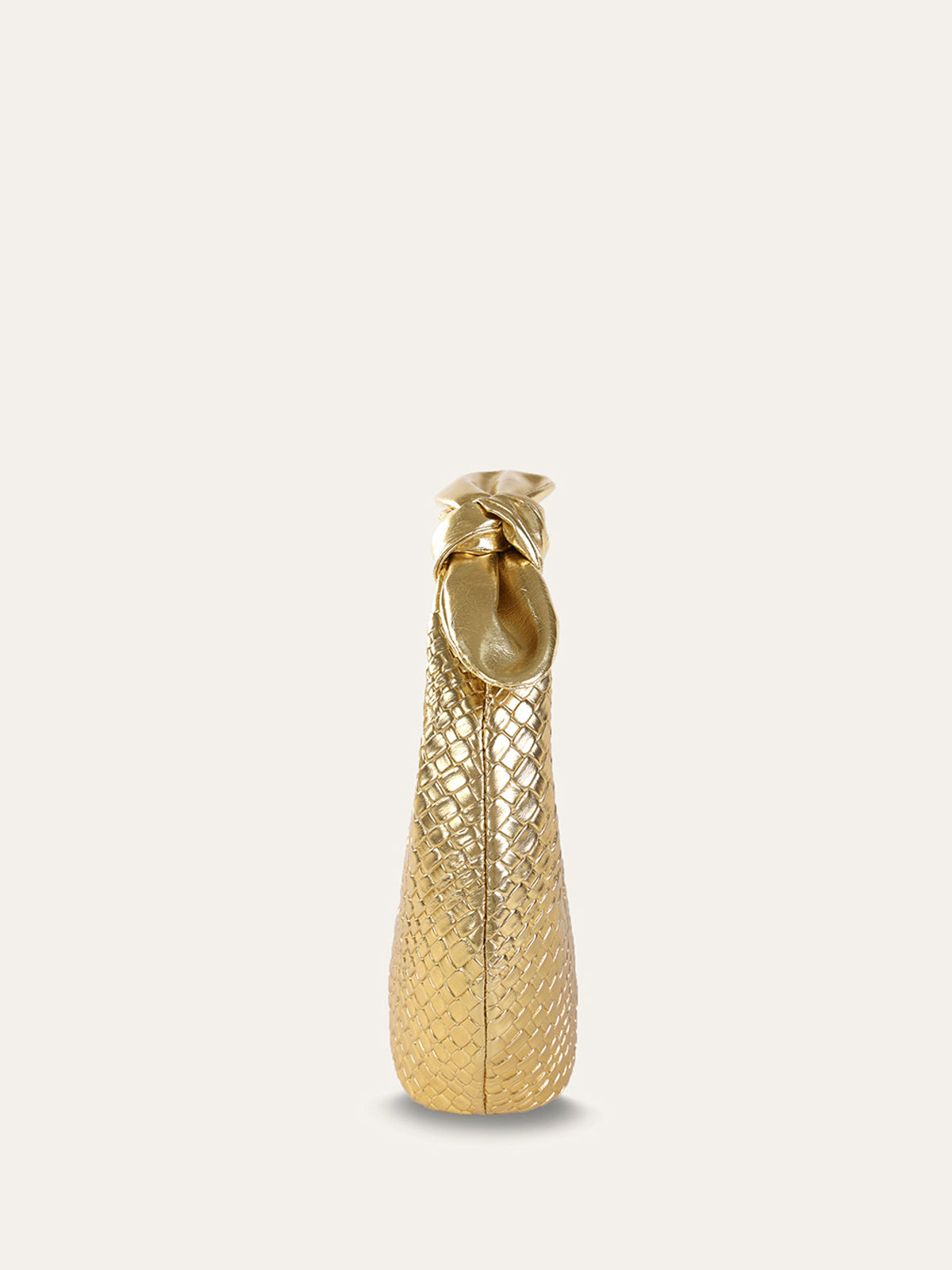 Golden Woven Knot Handle Bag