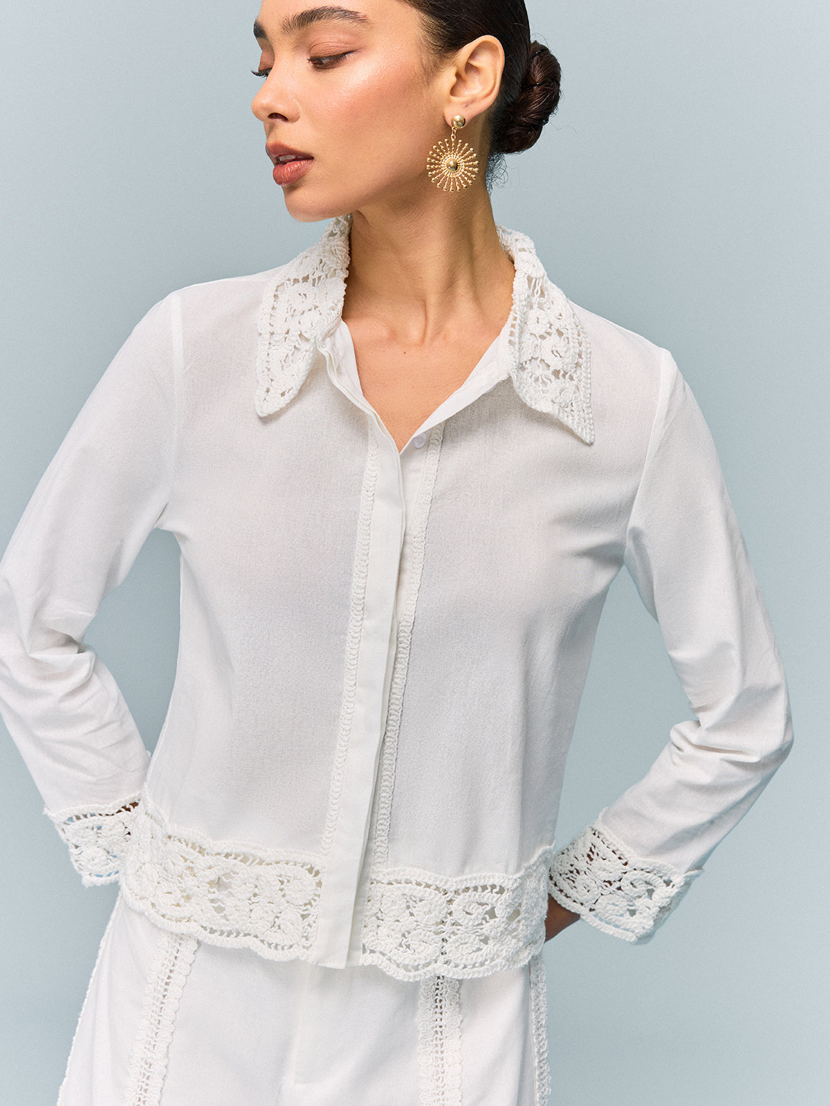 Crochet-Trimmed Shirt