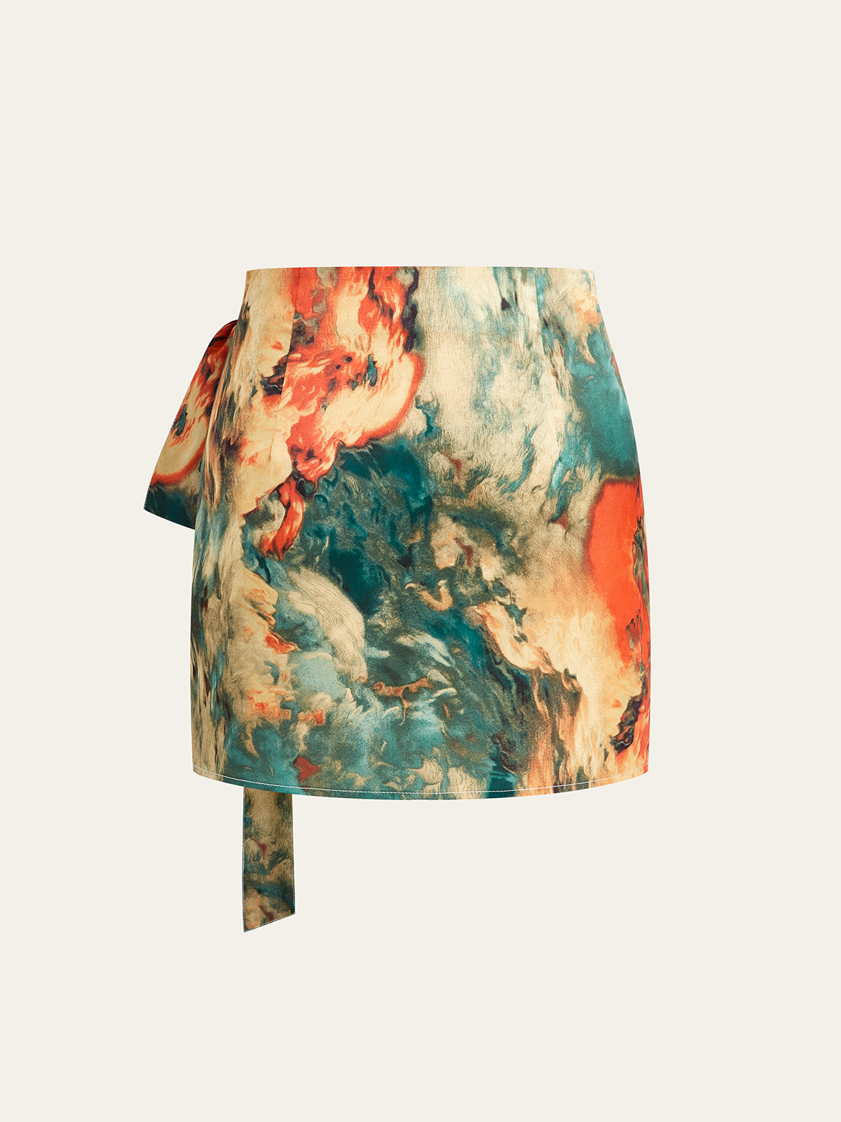 Colorful Printed Wrap-Tie Mini Skirt