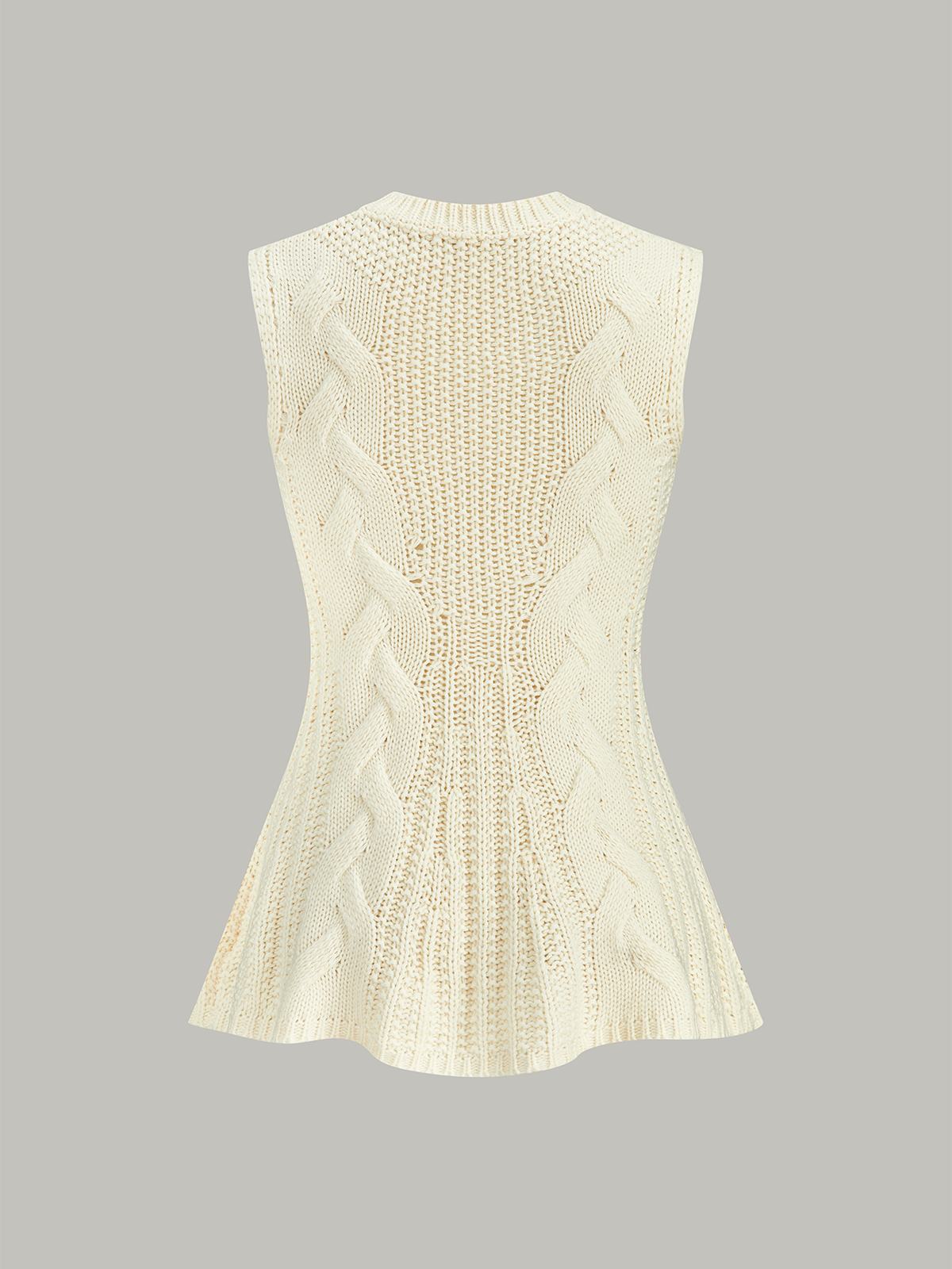 Cable Knit Sleeveless Peplum Top