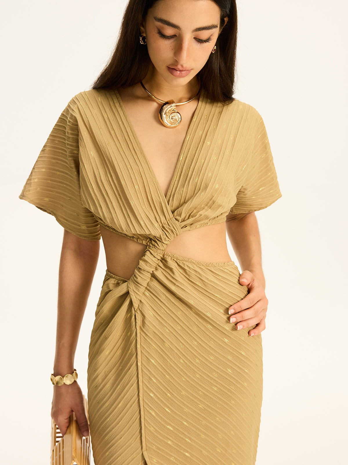 Cut-Out Twist Slit Maxi Dress