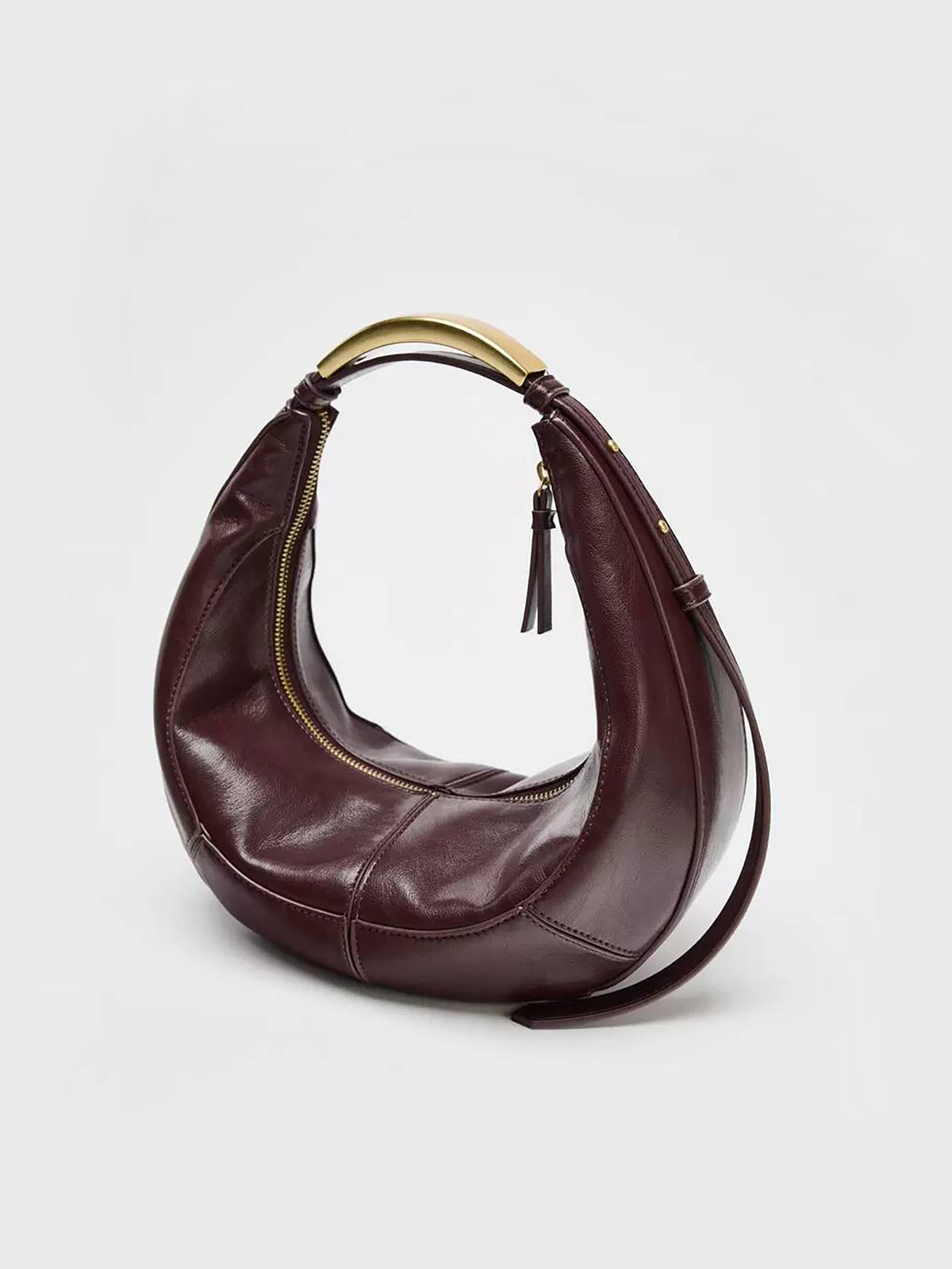 Metal Handle Crescent Bag