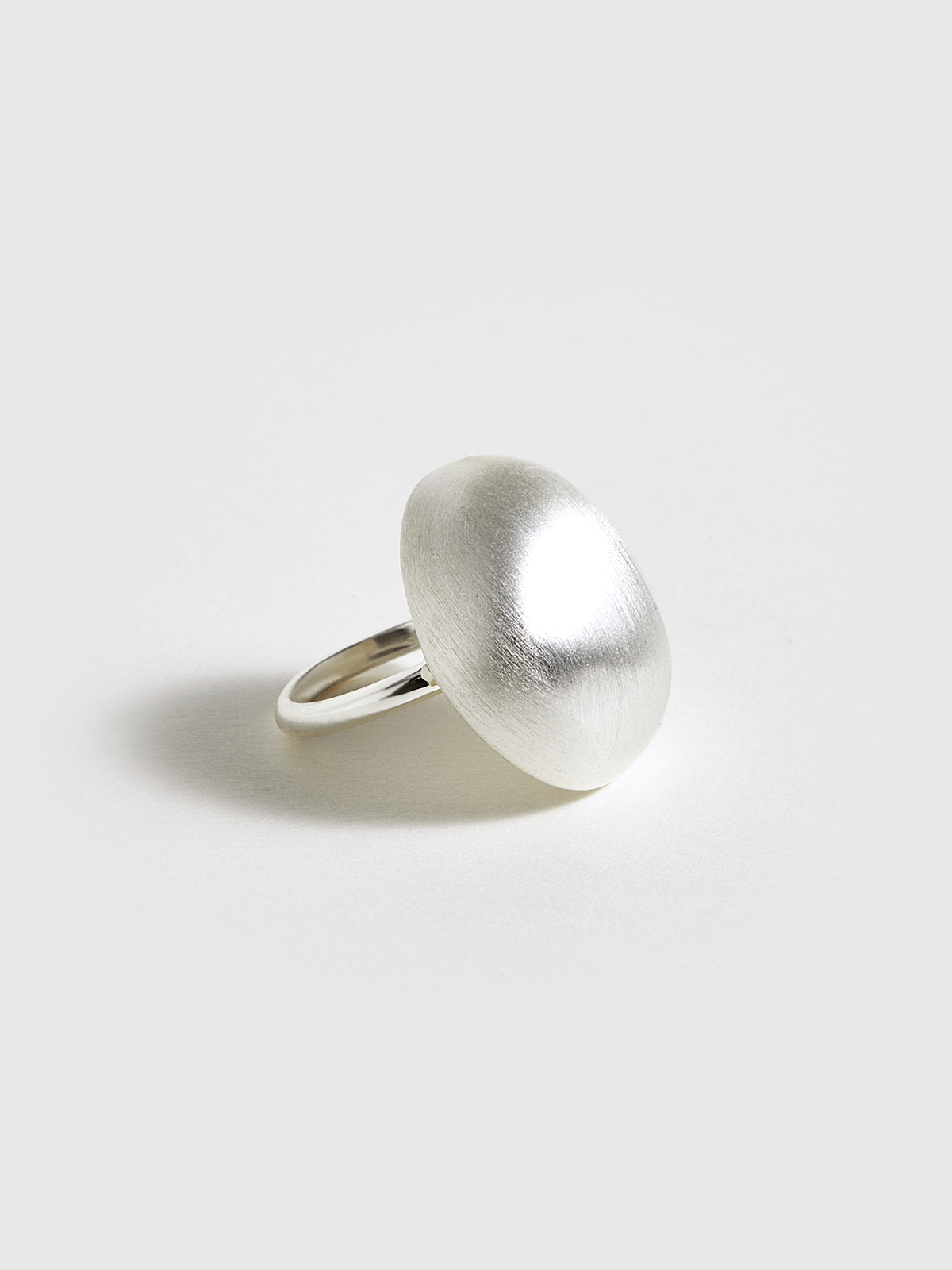 Matte Silver Oval Dome Ring