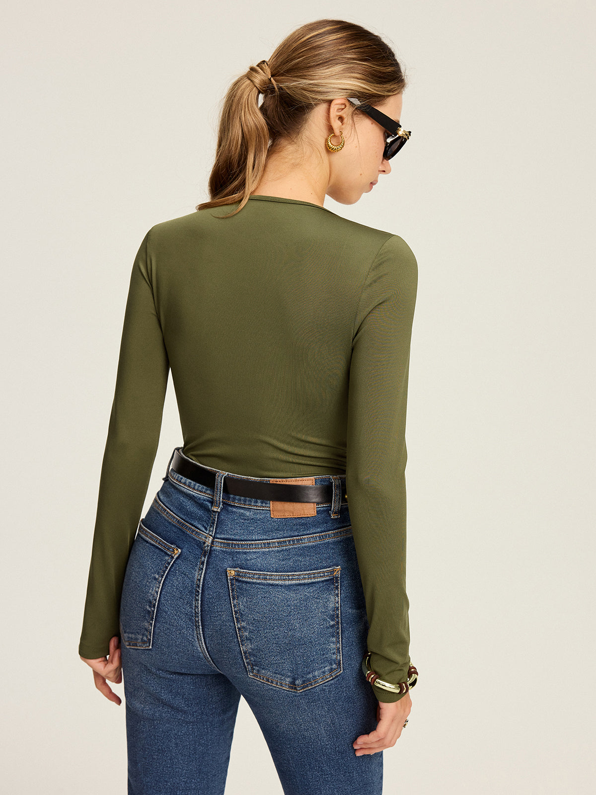 Cut-Out Twist Long Sleeve Blouse