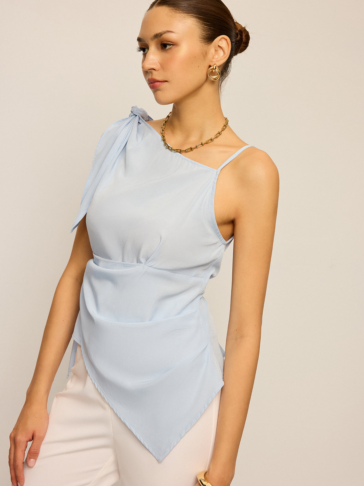 Asymmetric Knotted Tank Top