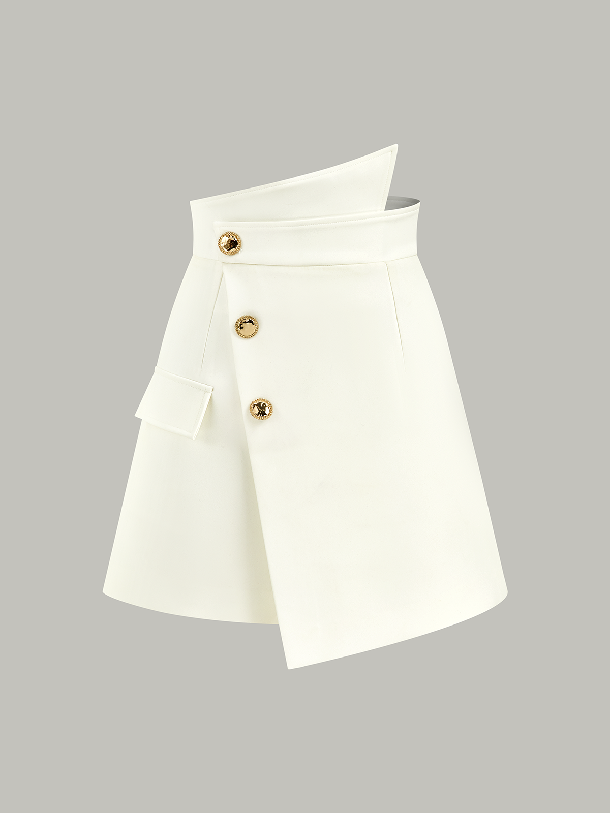 Asymmetric Metal Button Decor Pocket Mini Skort