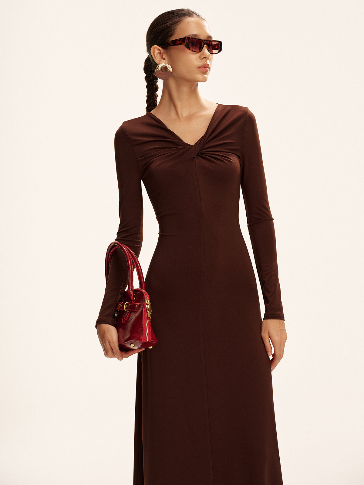 Twist Long Sleeve Maxi Dress